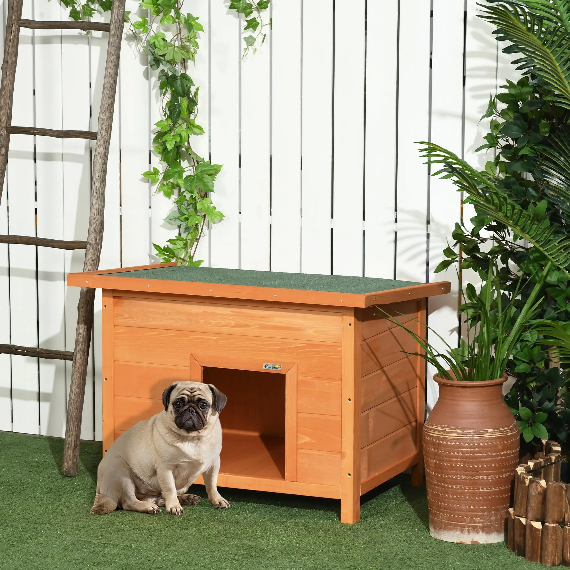 PawHut Cuccia per Cani Impermeabile da Esterno in Legno di Abete, 85x58x58cm - immagine 2
