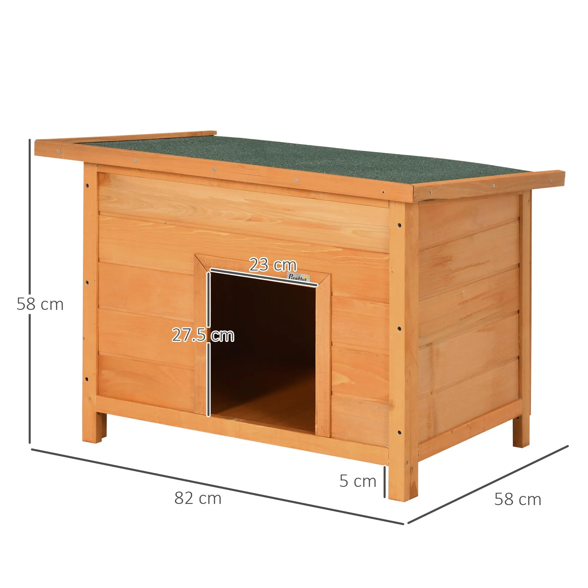 PawHut Cuccia per Cani Impermeabile da Esterno in Legno di Abete, 85x58x58cm - immagine 6