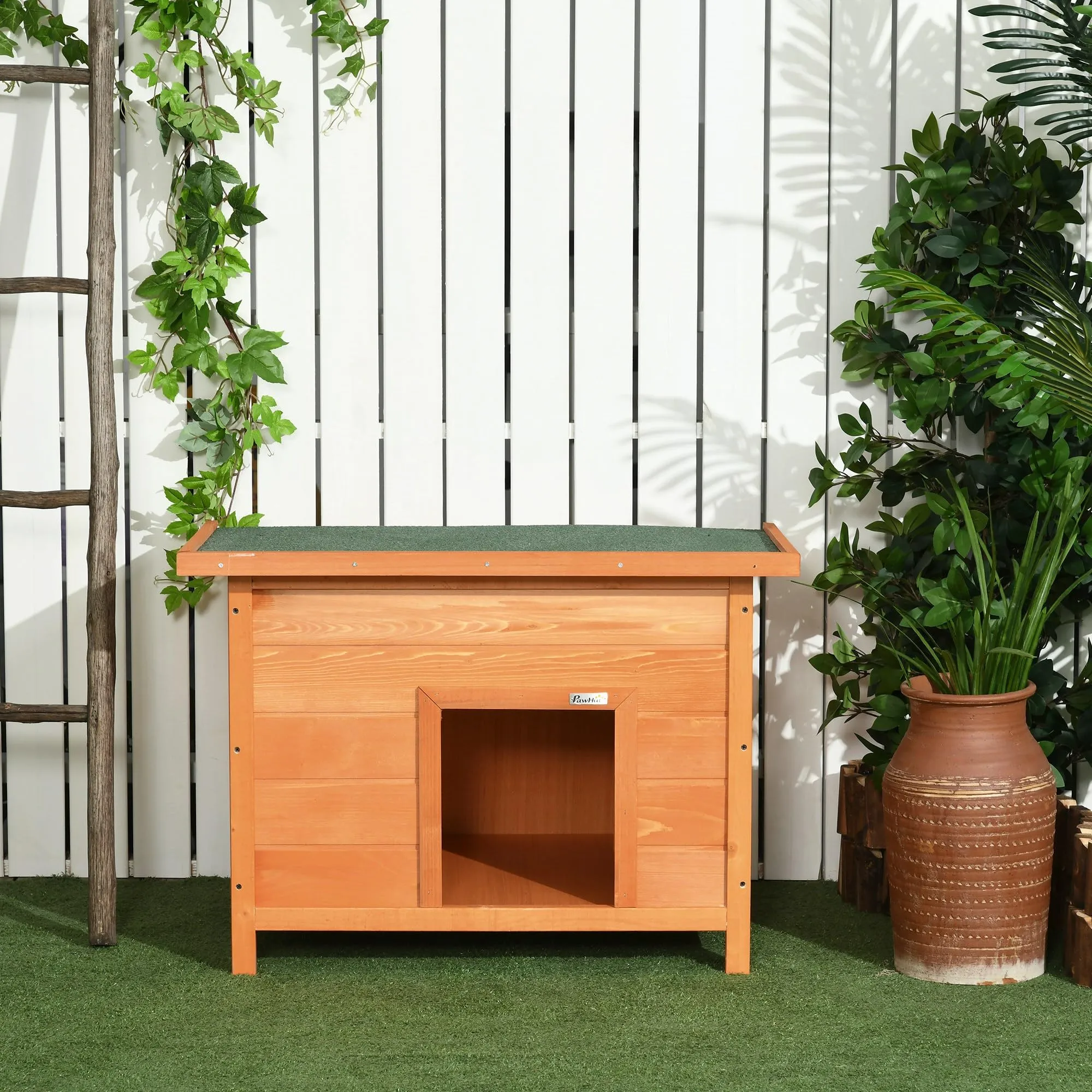 PawHut Cuccia per Cani Impermeabile da Esterno in Legno di Abete, 85x58x58cm - immagine 8