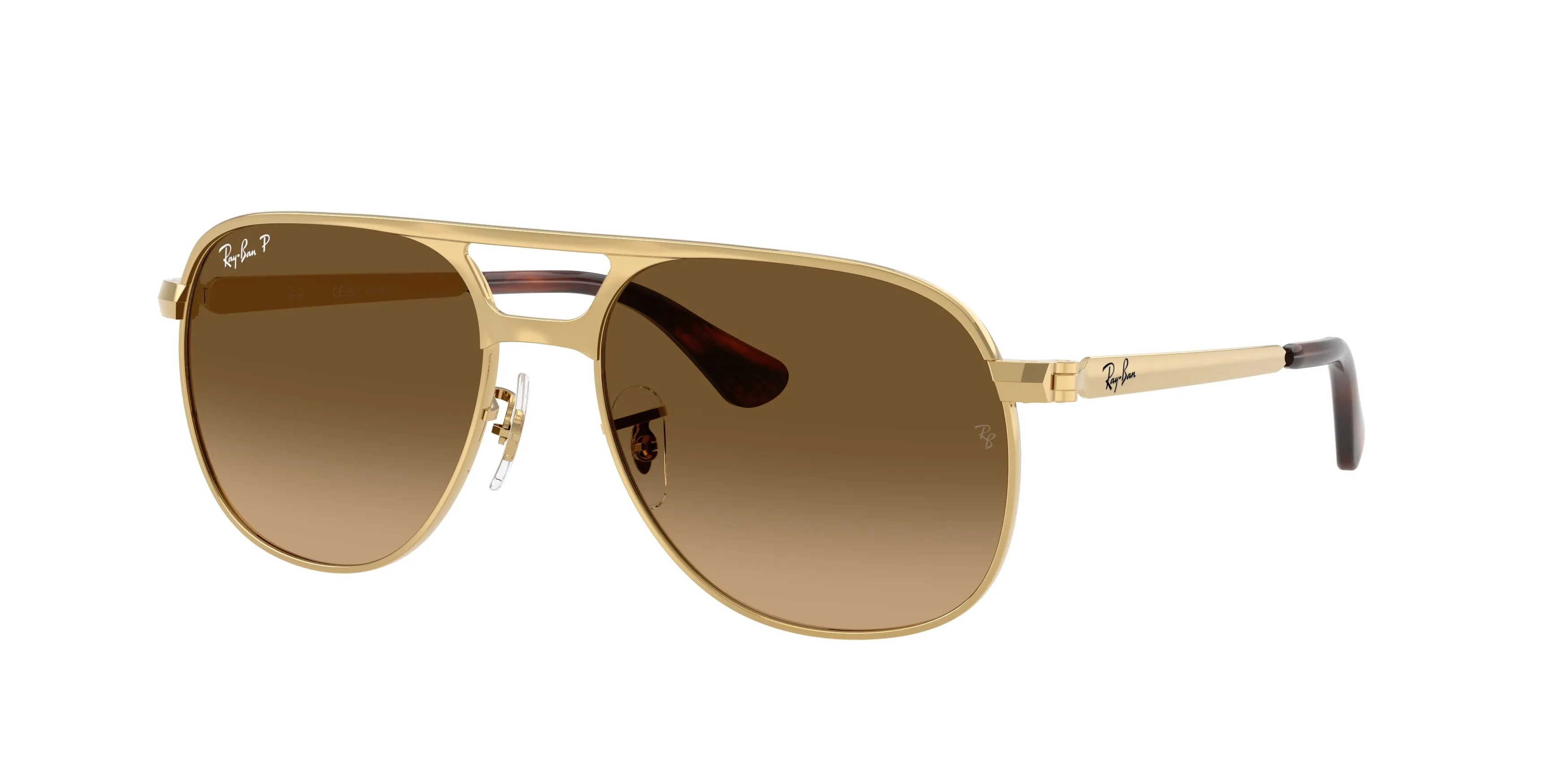 Ray - Ban RB3793 BILL MAX 001/M2 Occhiali da sole Metallo Oro Marrone Squadrata Polarizzata - immagine 1