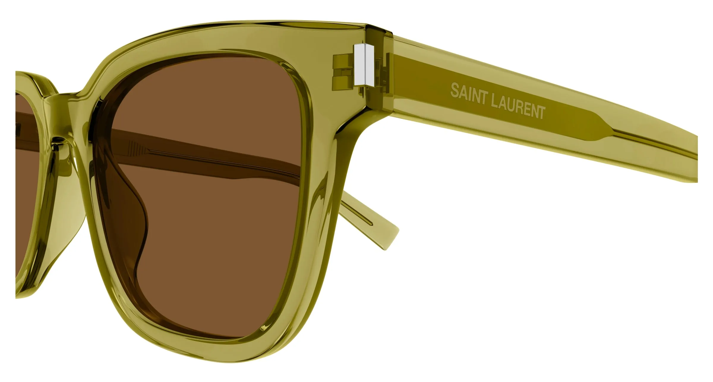 SAINT LAURENT SL 711/K 005 Occhiali da sole Acetato Verde Marrone Squadrata - immagine 3