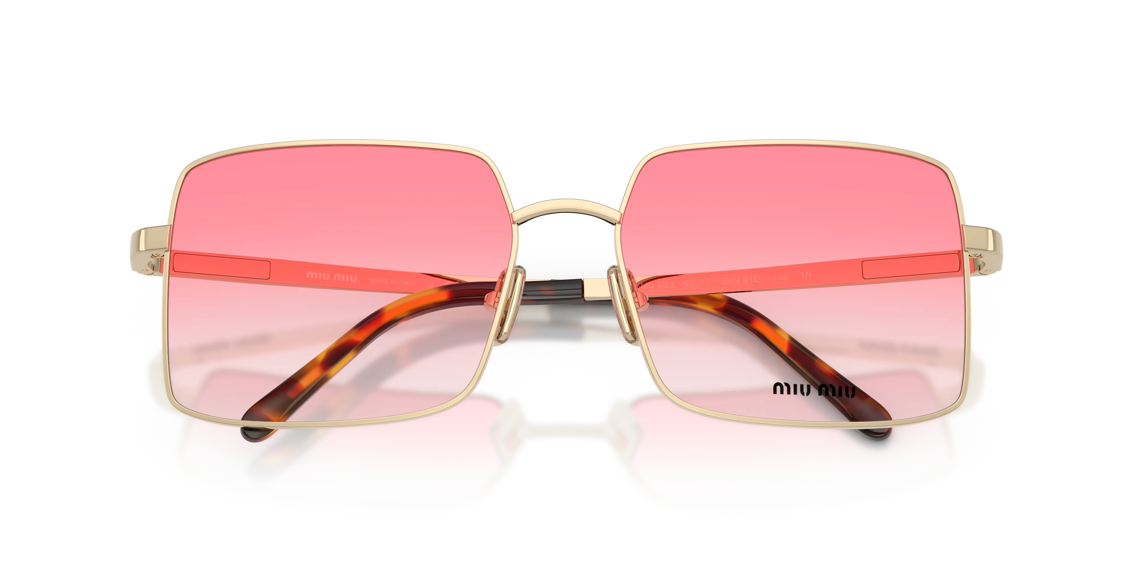 Miu Miu MU C53S ZVN81E Occhiali da sole Acciaio Oro Rosa Geometrica Normale Sfumato - immagine 2