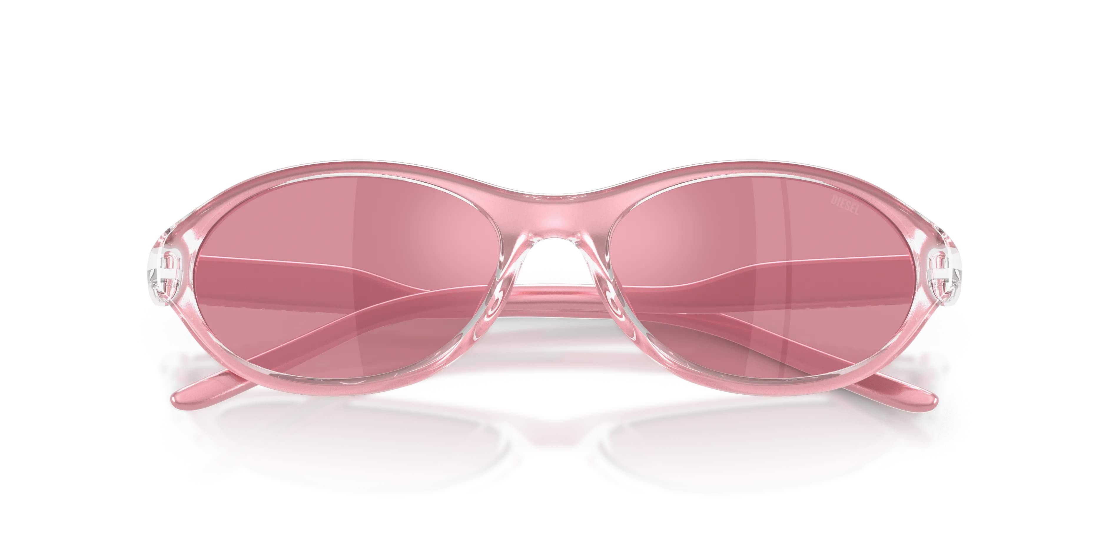 DIESEL DL3024U 20579L Occhiali da sole Iniettato Rosa Rosa Rotonda Normale Specchiato - immagine 2