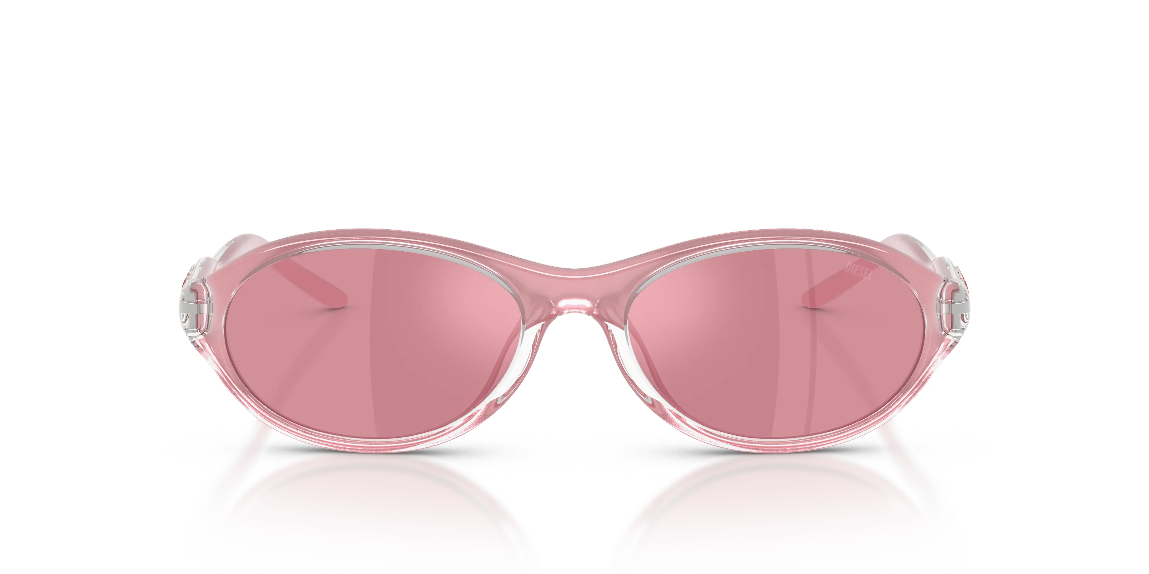 DIESEL DL3024U 20579L Occhiali da sole Iniettato Rosa Rosa Rotonda Normale Specchiato - immagine 3