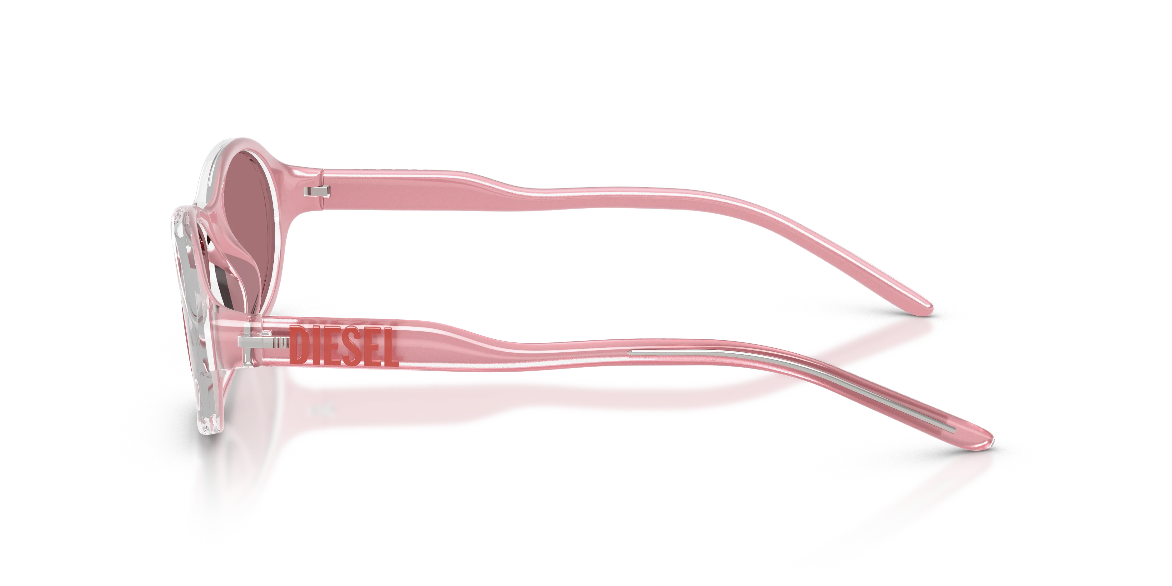 DIESEL DL3024U 20579L Occhiali da sole Iniettato Rosa Rosa Rotonda Normale Specchiato - immagine 4