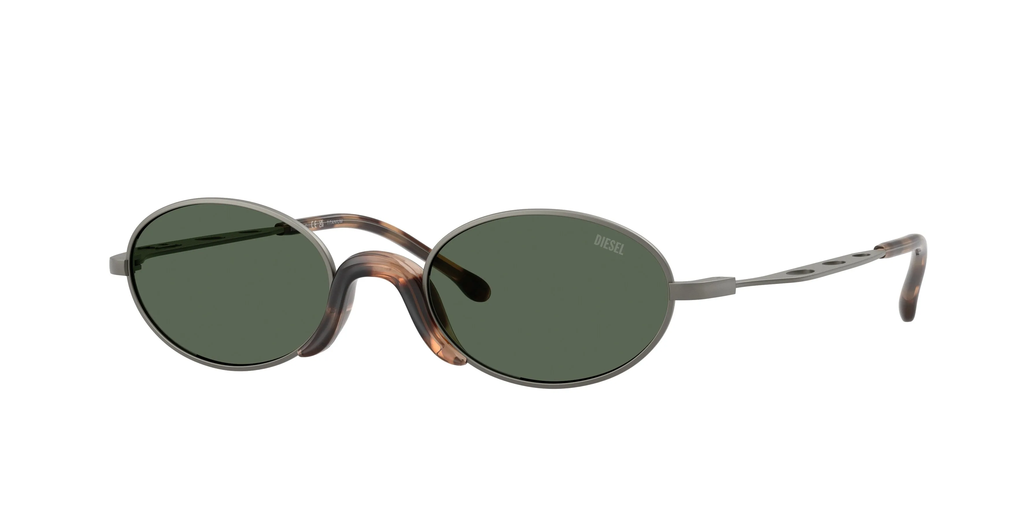 DIESEL DL1023T 104971 Occhiali da sole Titanio Grigio Verde Rotonda Normale - immagine 1