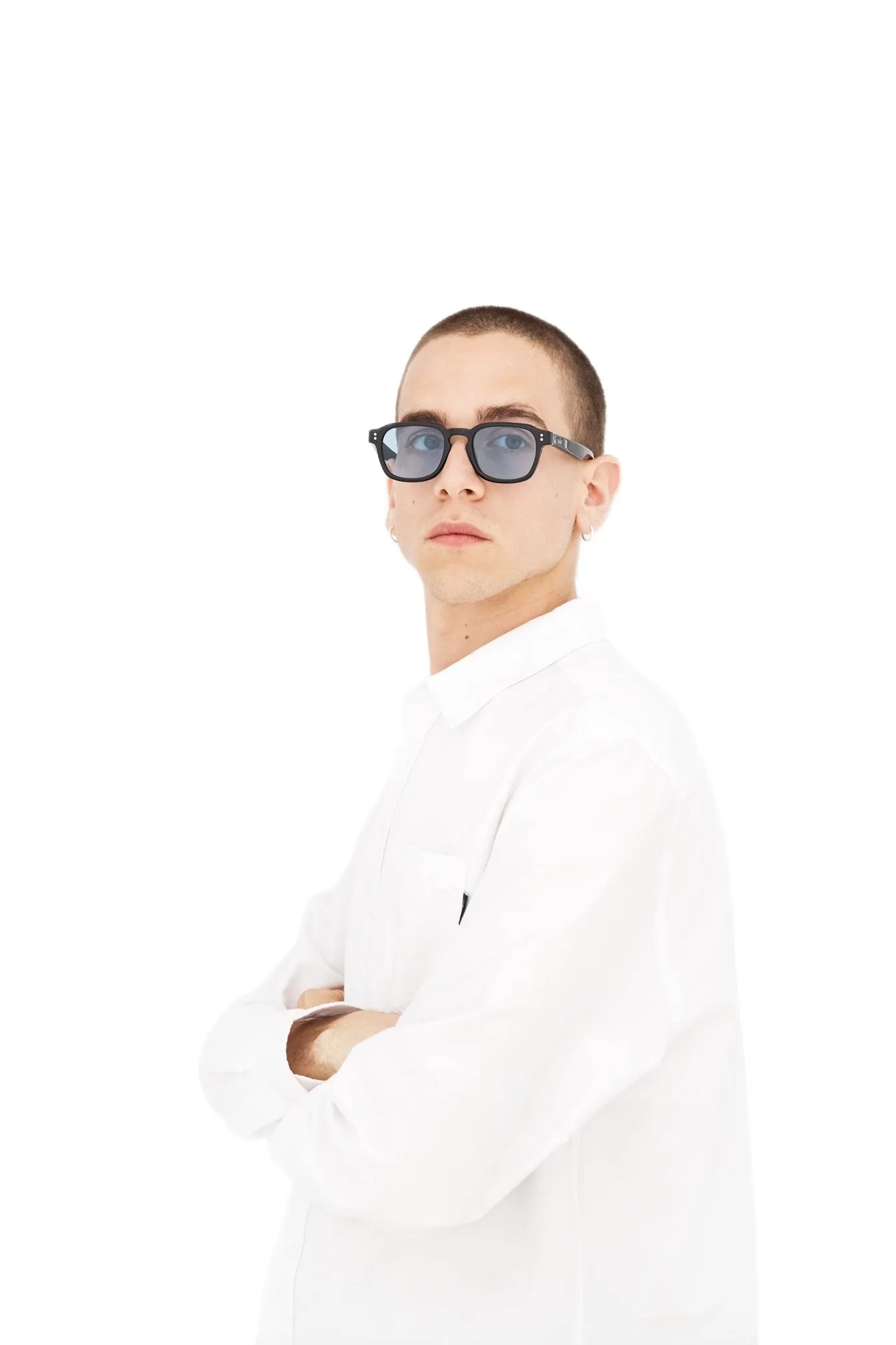 Retrosuperfuture EJH LUCE BLACK AZURE Occhiali da sole Acetato Nero Azzurro Squadrata Normale - immagine 3