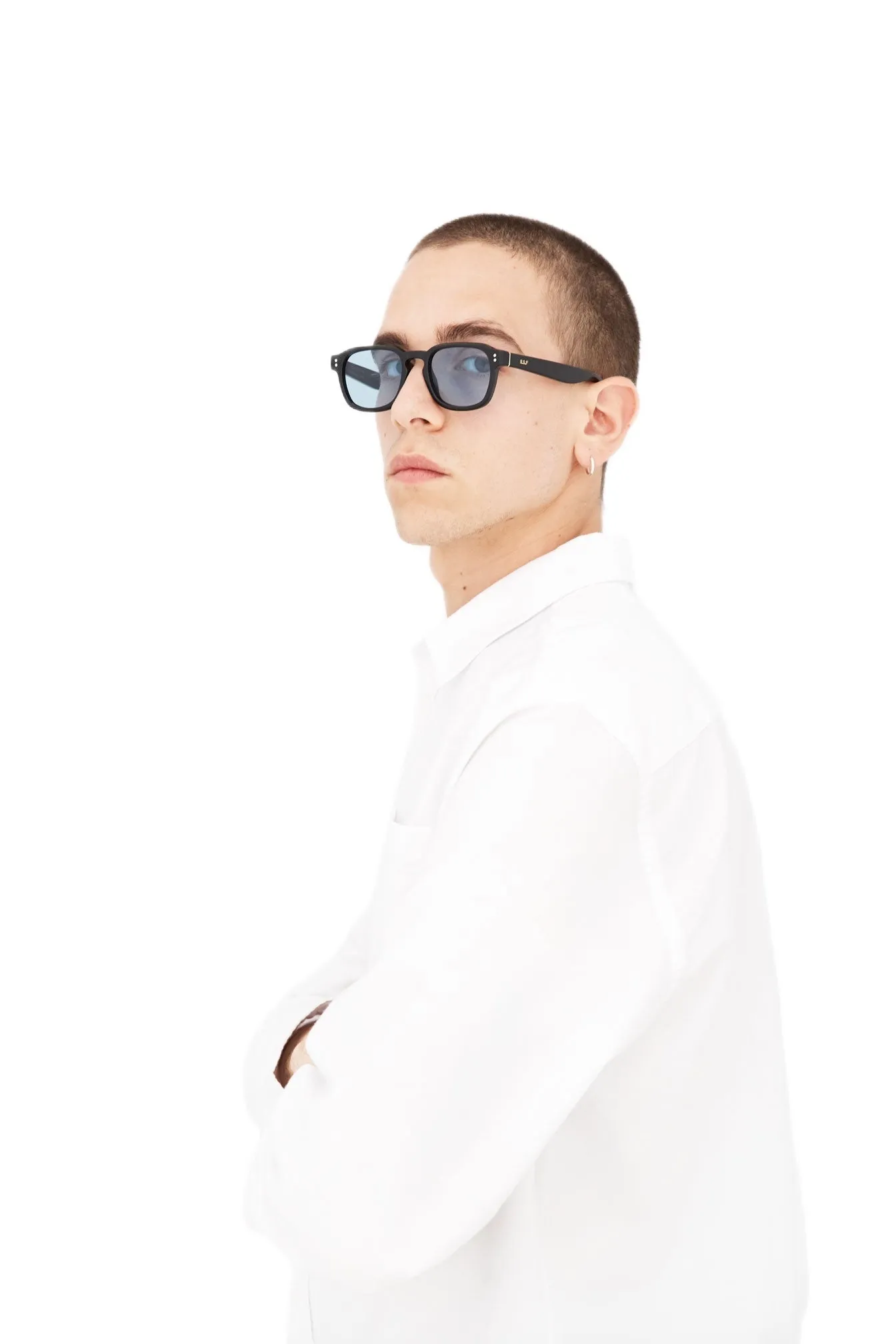 Retrosuperfuture EJH LUCE BLACK AZURE Occhiali da sole Acetato Nero Azzurro Squadrata Normale - immagine 4