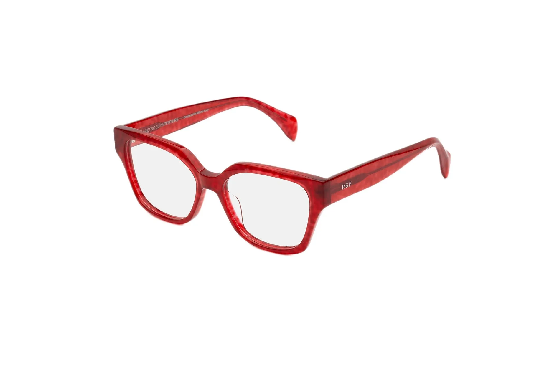 Retrosuperfuture 28S NUMERO 163 MARMELLATA Montature da vista Acetato Rosso Squadrata - immagine 1