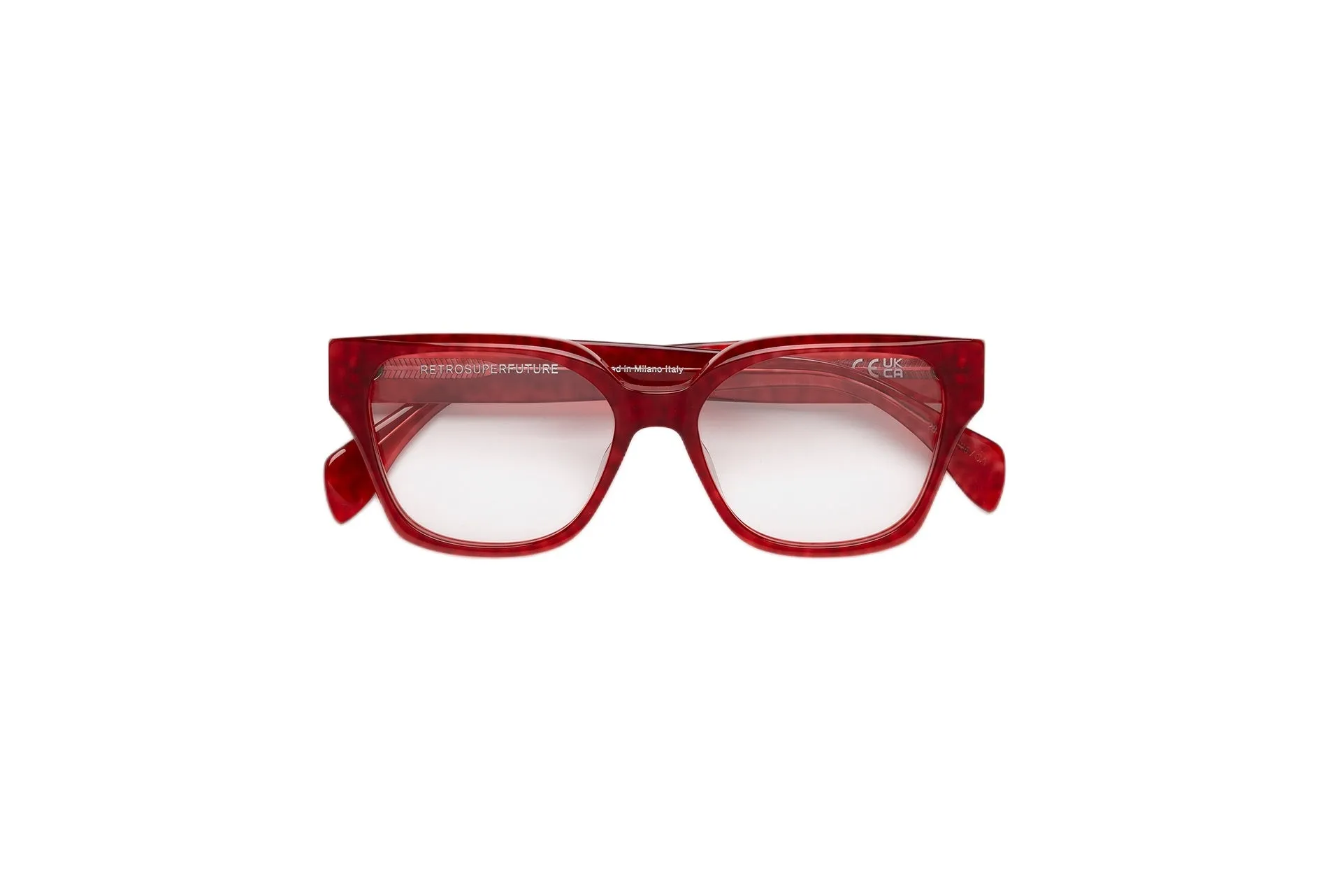 Retrosuperfuture 28S NUMERO 163 MARMELLATA Montature da vista Acetato Rosso Squadrata - immagine 2