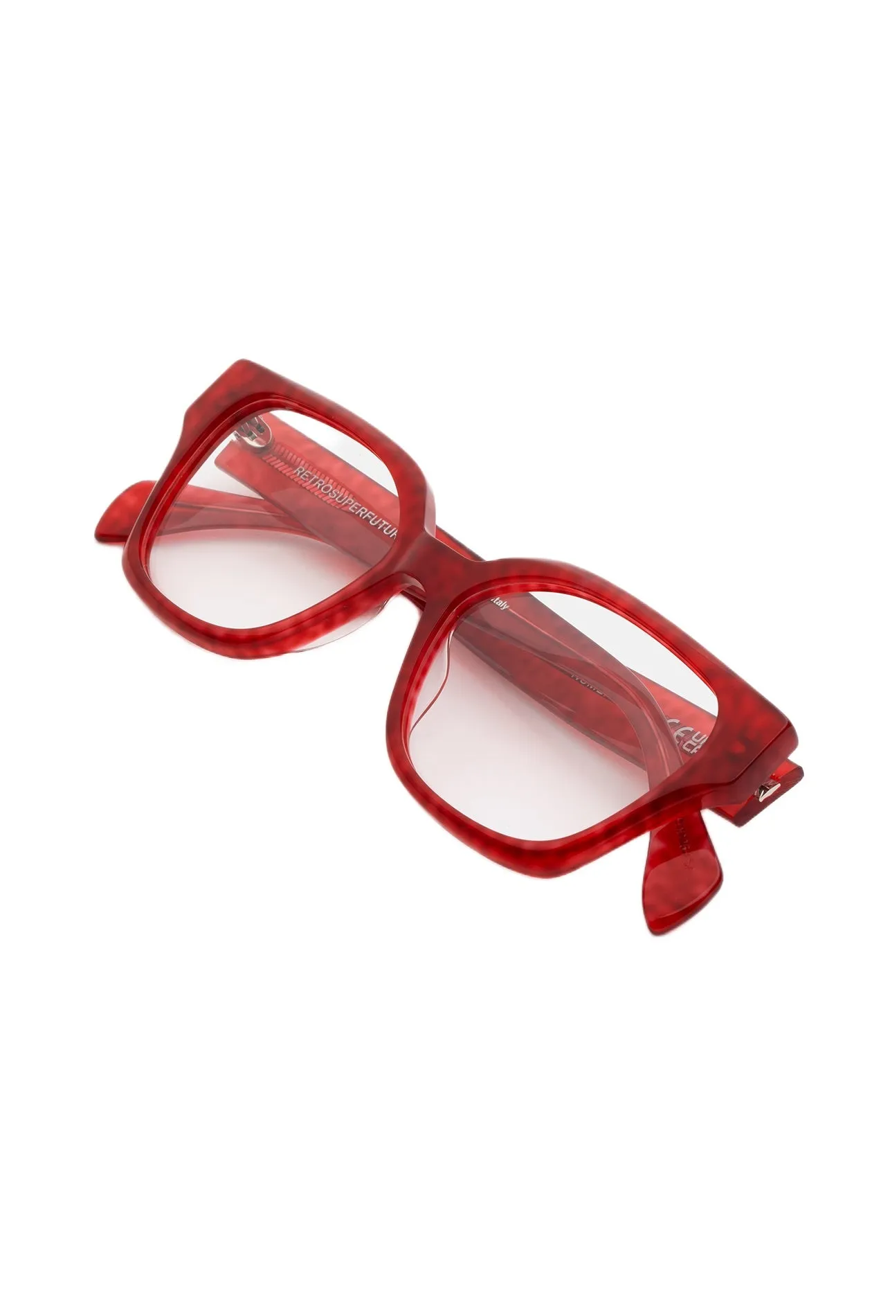 Retrosuperfuture 28S NUMERO 163 MARMELLATA Montature da vista Acetato Rosso Squadrata - immagine 3