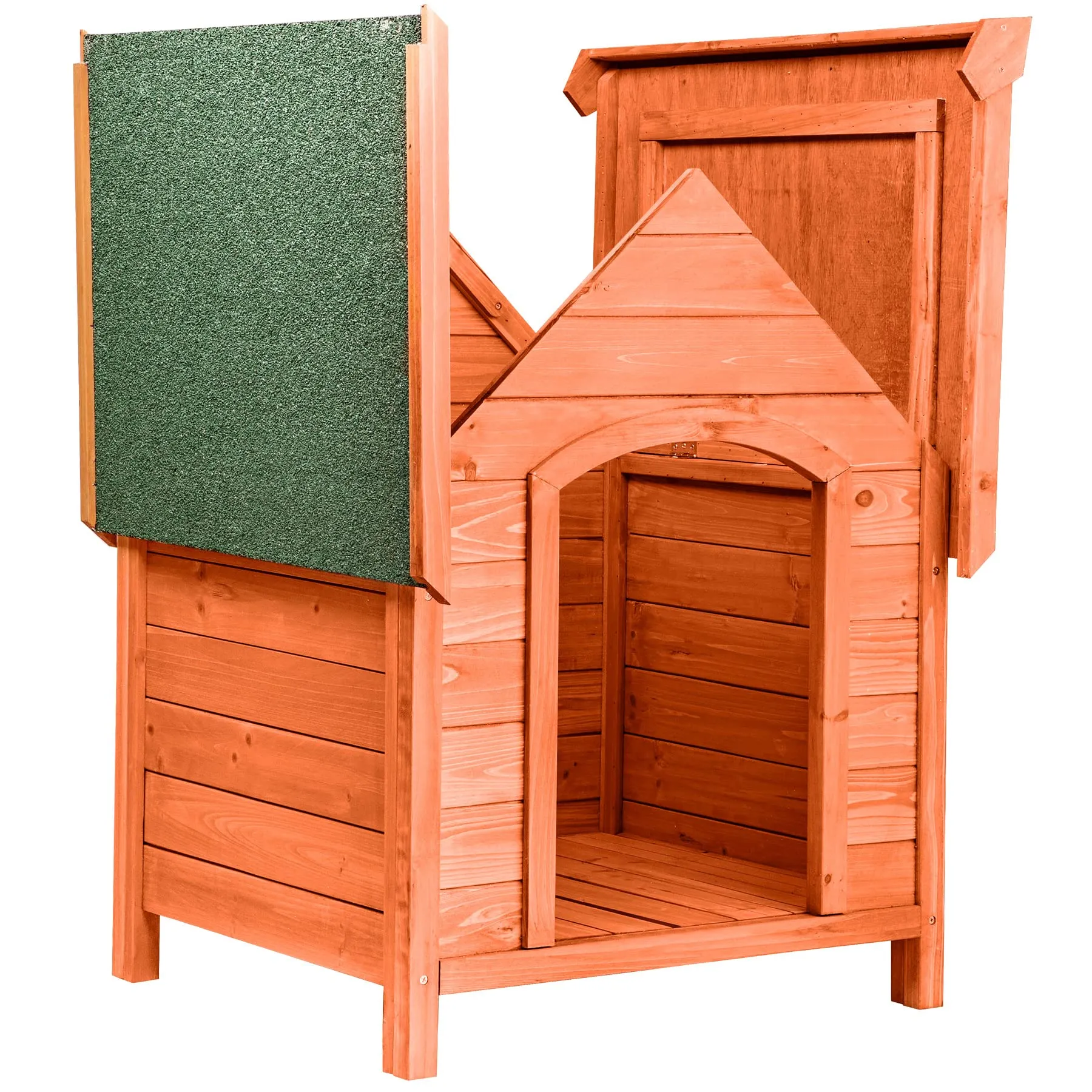 tectake® Cuccia per Cani, Casetta in Legno Impregnato, Cuccia Cane Interno e Esterno, Pavimento Estraibile, Tetto a Punta Resistente alle Intemperie, Facile da Pulire, Dimensioni 72x65x83 cm - immagine 3