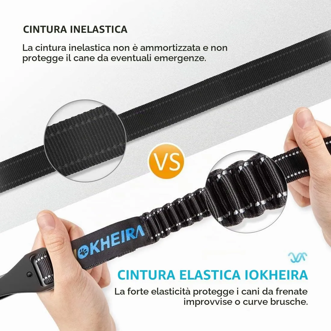 Iokheira Cintura di Sicurezza per Cani, 3 in 1 Multifunzione Cintura Sicurezza Cani, Cablaggio Elastico di Sicurezza Riflettente Regolabile (nero) - immagine 4
