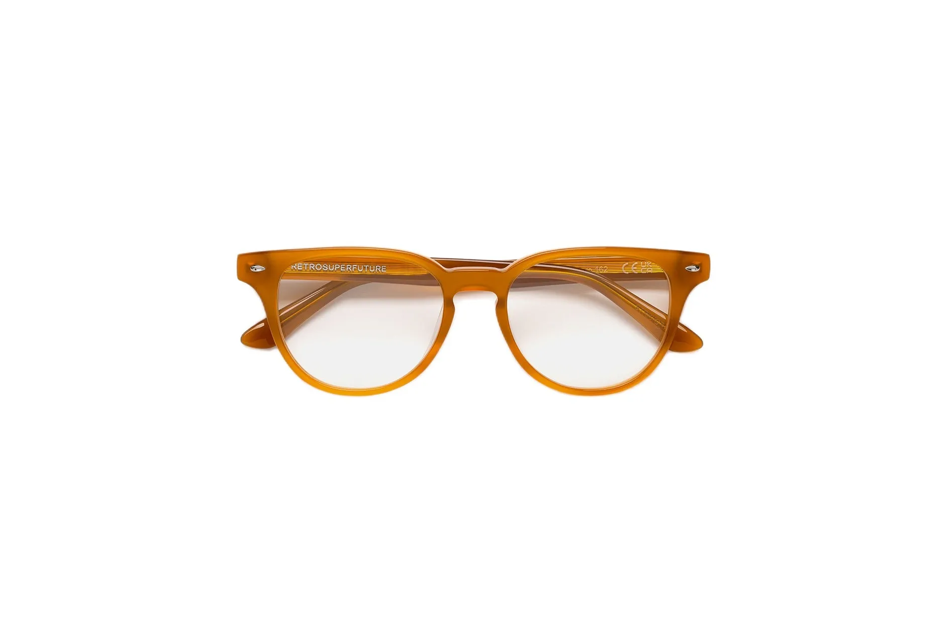 Retrosuperfuture 8TR NUMERO 162 MIELE Montature da vista Acetato Giallo Rotonda - immagine 2