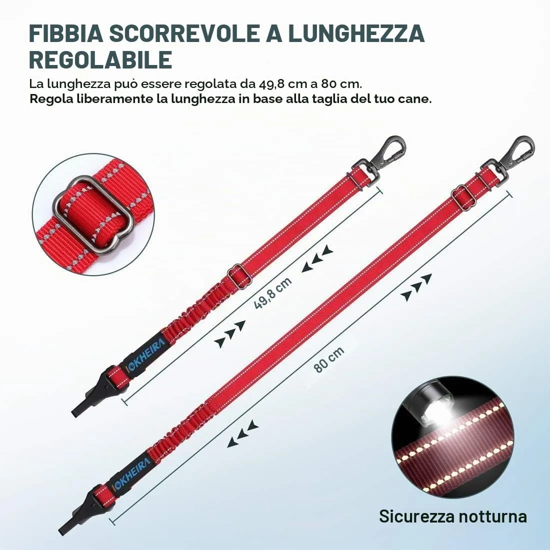 Iokheira Cintura di Sicurezza per Cani, 3 in 1 Multifunzione Cintura Sicurezza Cani, Cablaggio Elastico di Sicurezza Riflettente Regolabile (Rosso) - immagine 5