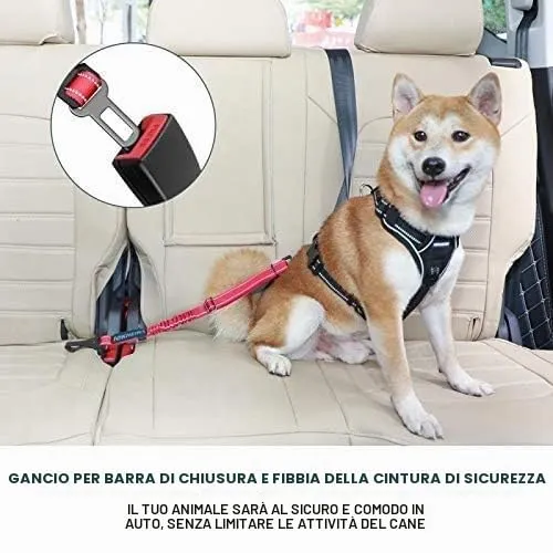 Iokheira Cintura di Sicurezza per Cani, 3 in 1 Multifunzione Cintura Sicurezza Cani, Cablaggio Elastico di Sicurezza Riflettente Regolabile (Rosso) - immagine 7