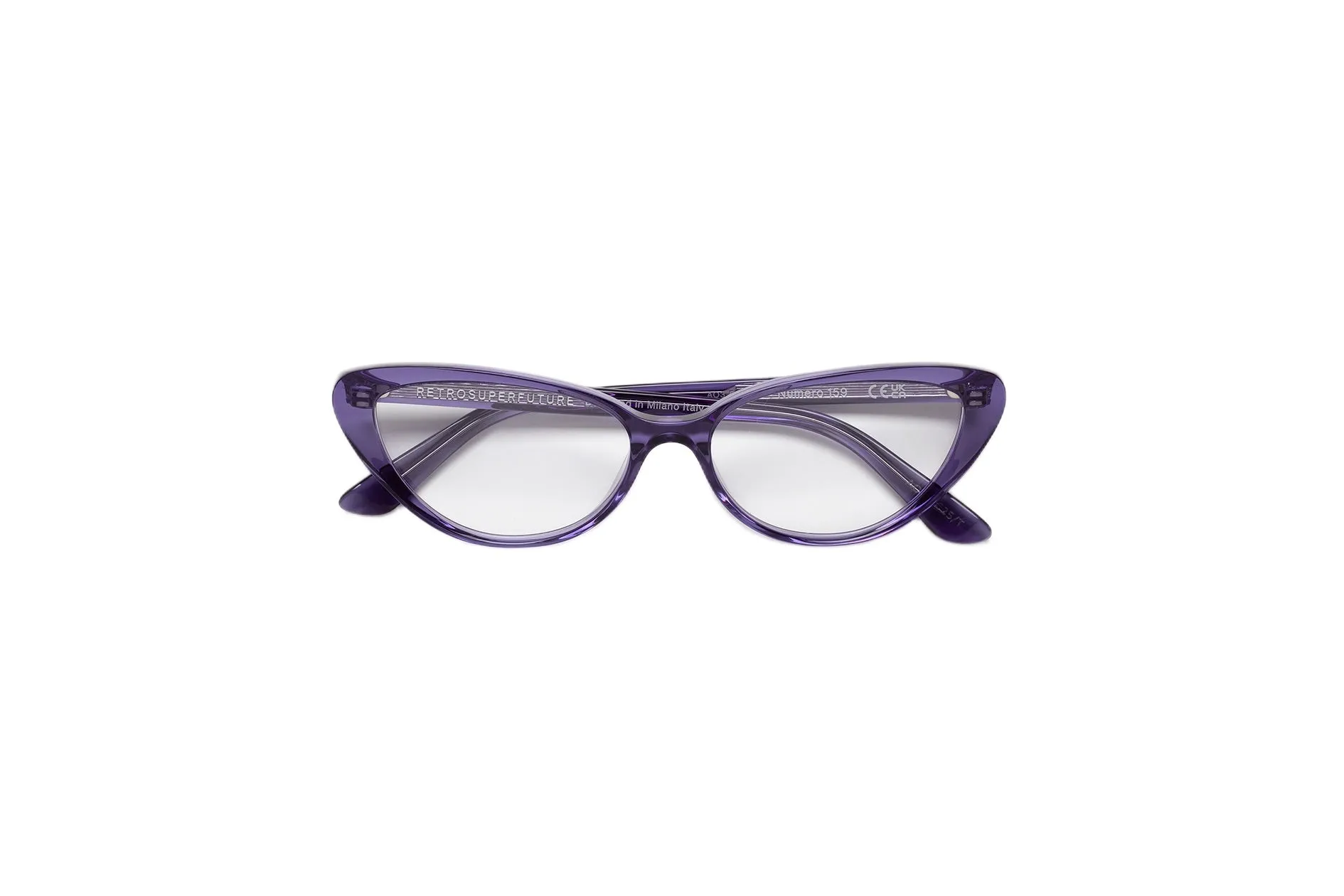 Retrosuperfuture AO3 NUMERO 159 AMETISTA Montature da vista Acetato Viola Cat Eye - immagine 2