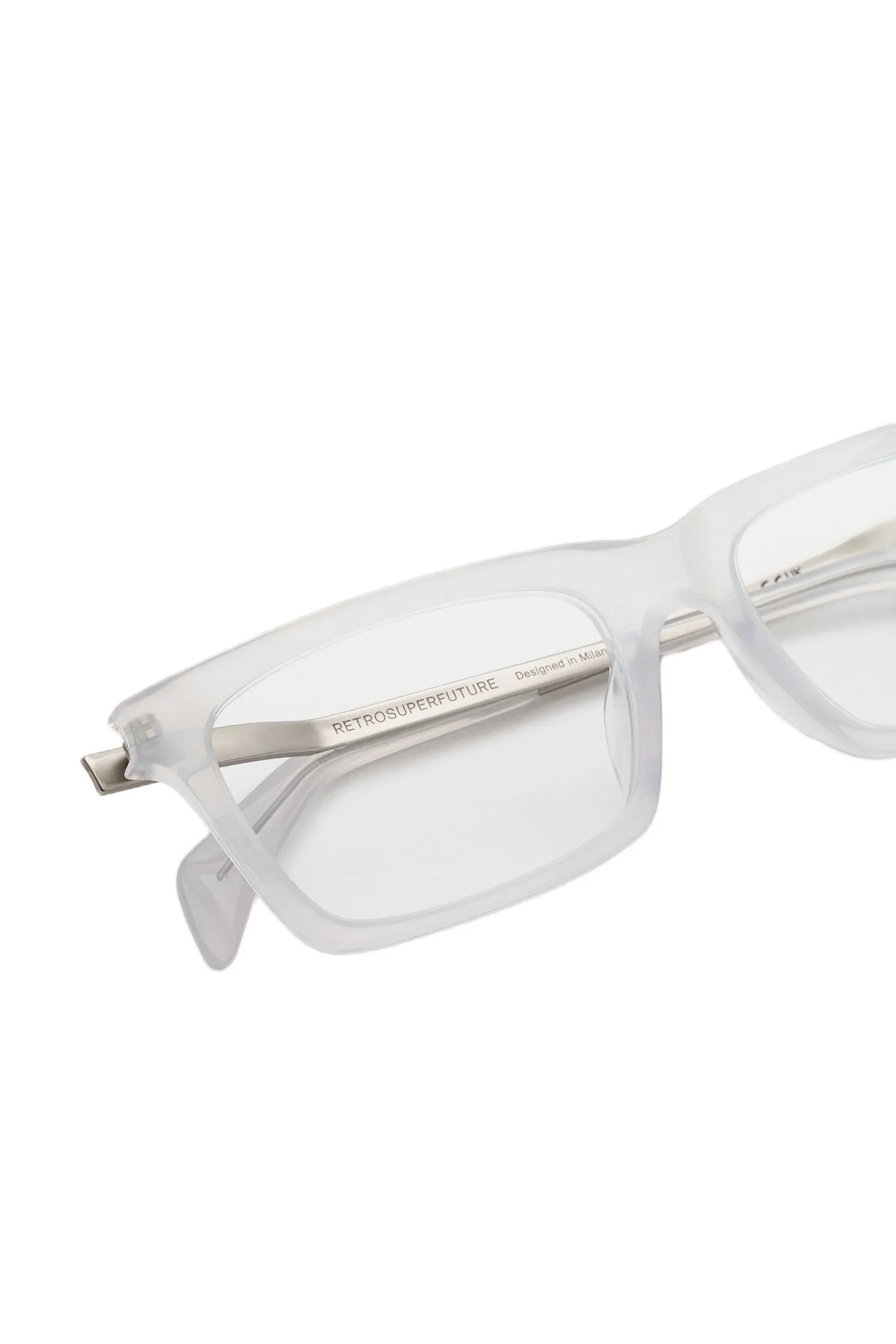 Retrosuperfuture 05O NUMERO 156 NEBBIA & ARGENTO Montature da vista Acetato Grigio Squadrata - immagine 3
