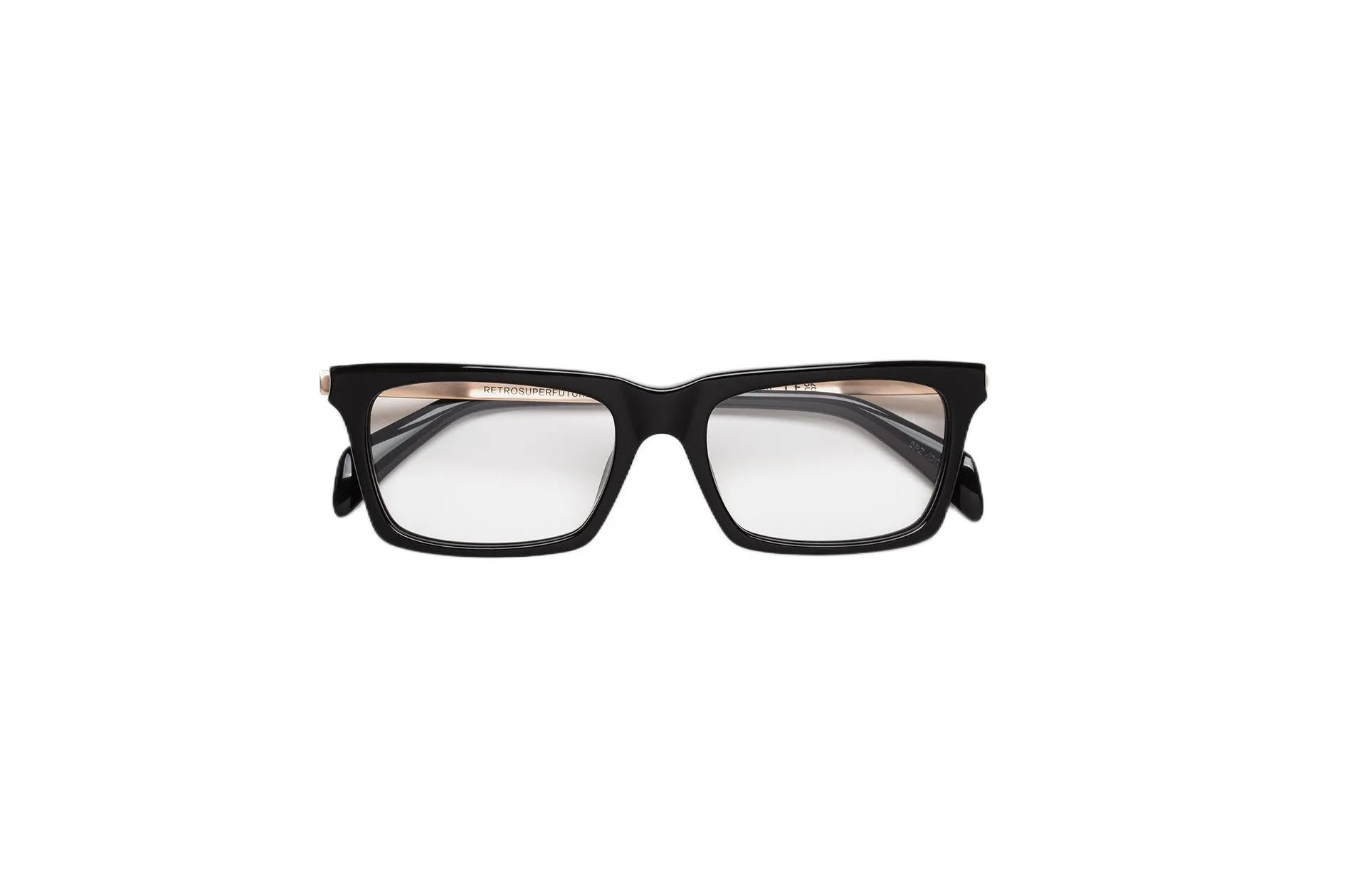 Retrosuperfuture 2PZ NUMERO 156 NERO & ORO Montature da vista Acetato Nero Squadrata - immagine 2