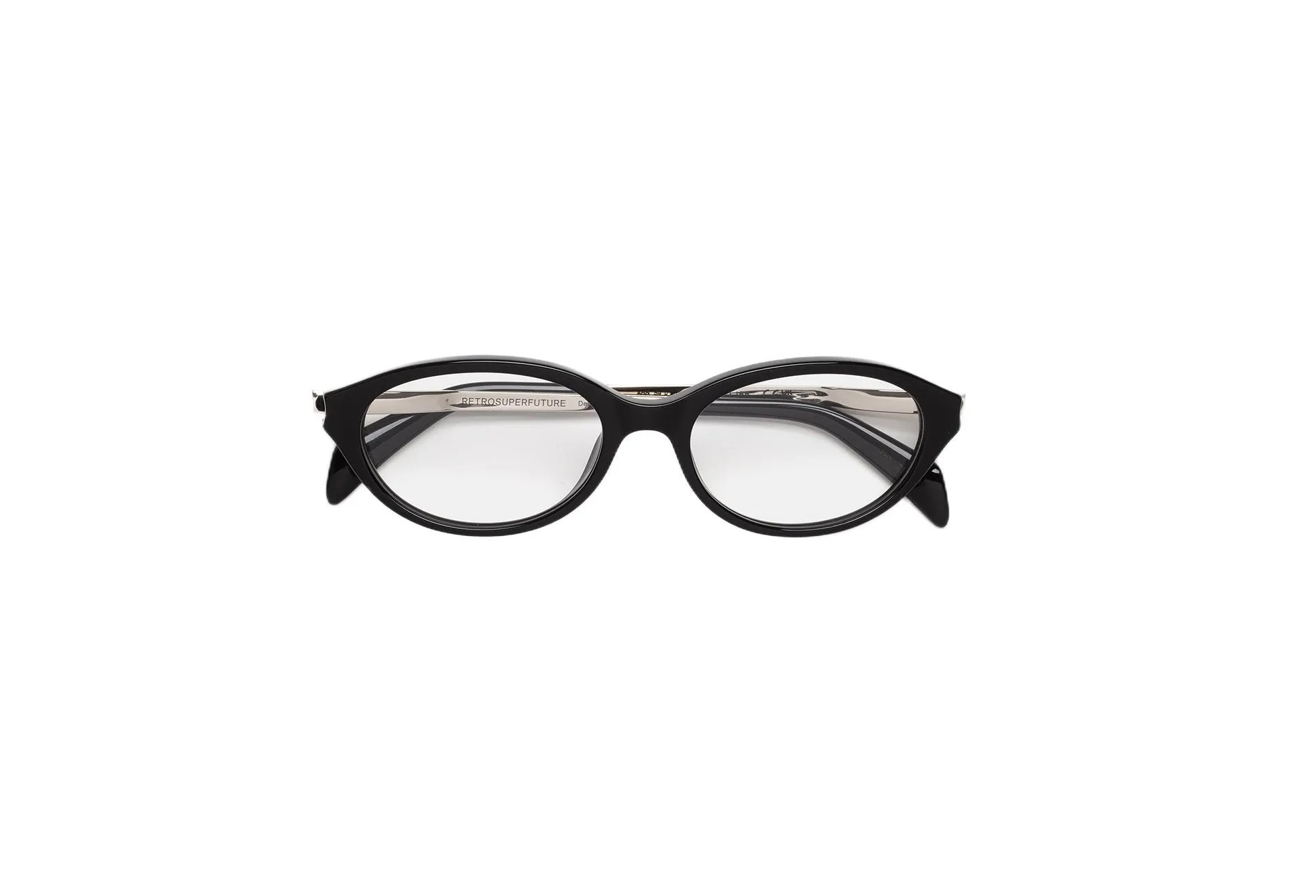 Retrosuperfuture AHN NUMERO 155 NERO & ARGENTO Montature da vista Acetato Nero Rotonda - immagine 2