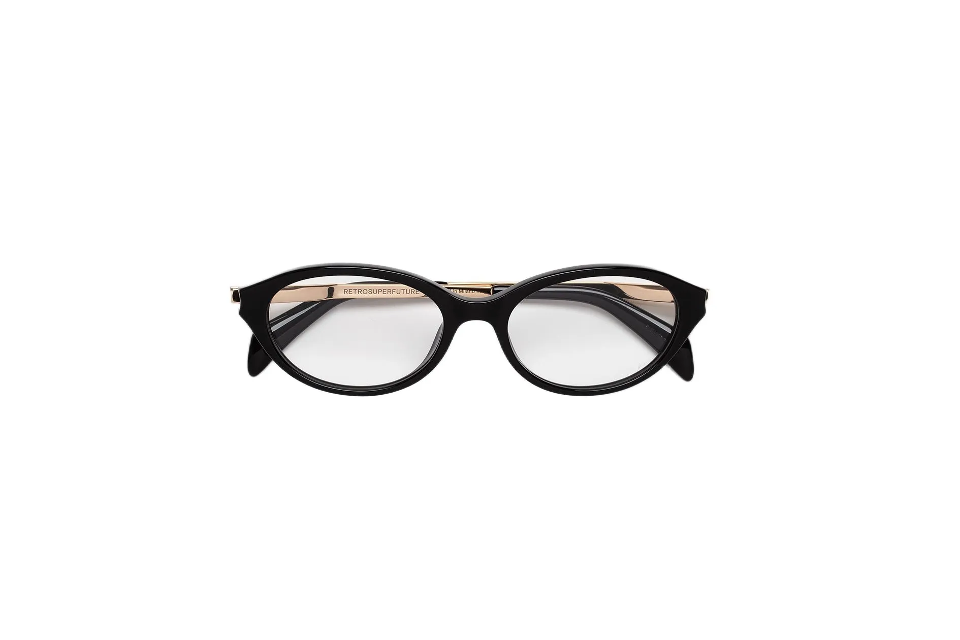 Retrosuperfuture 6YW NUMERO 155 NERO & ORO Montature da vista Acetato Nero Rotonda - immagine 2