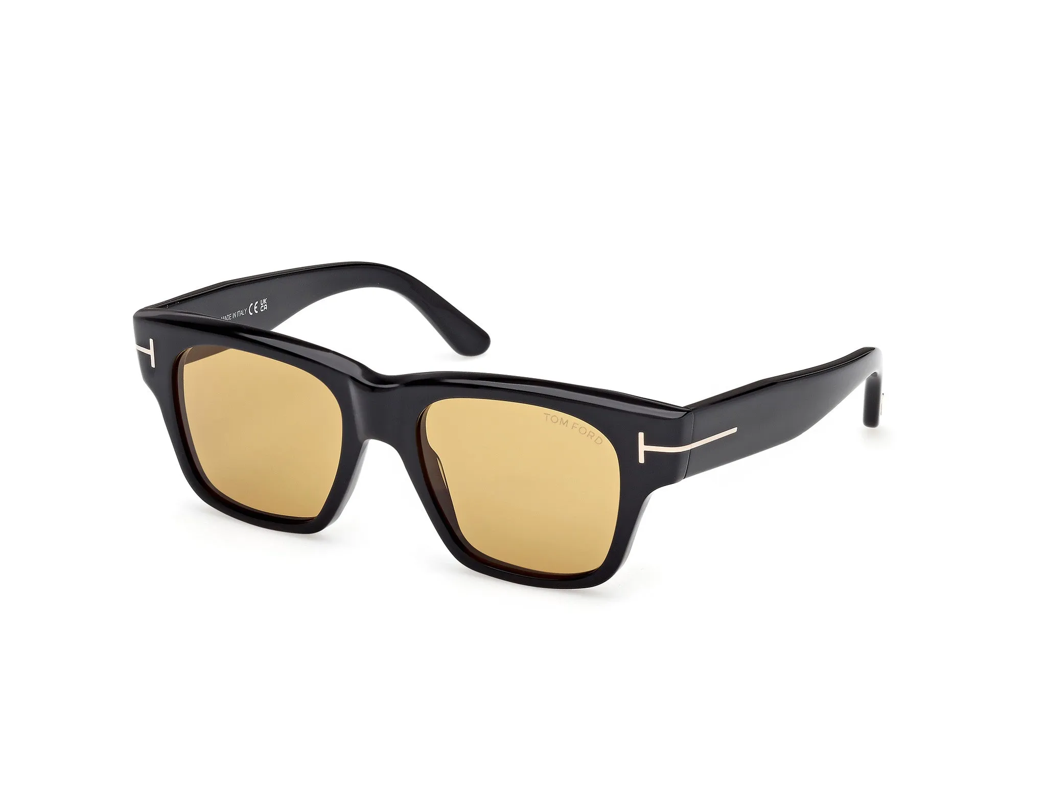 TOM FORD FT1280 CAINE-02 01E Occhiali da sole Acetato Nero Giallo Squadrata Normale - immagine 1