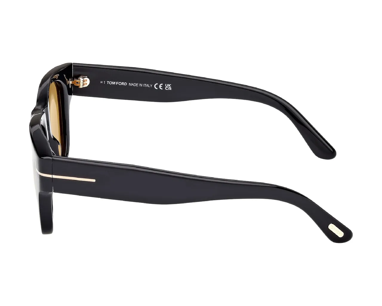 TOM FORD FT1280 CAINE-02 01E Occhiali da sole Acetato Nero Giallo Squadrata Normale - immagine 4