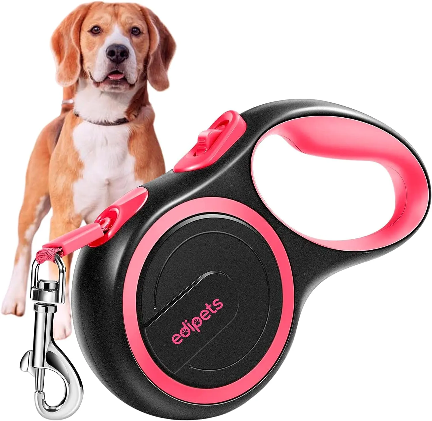 Edipets, Guinzaglio per Cani Allungabile, Retrattile, 5 e 8 Metri, Guinzaglio Flessibile per Addestramento e Passeggiate (Rosa, 8 metri) - immagine 1