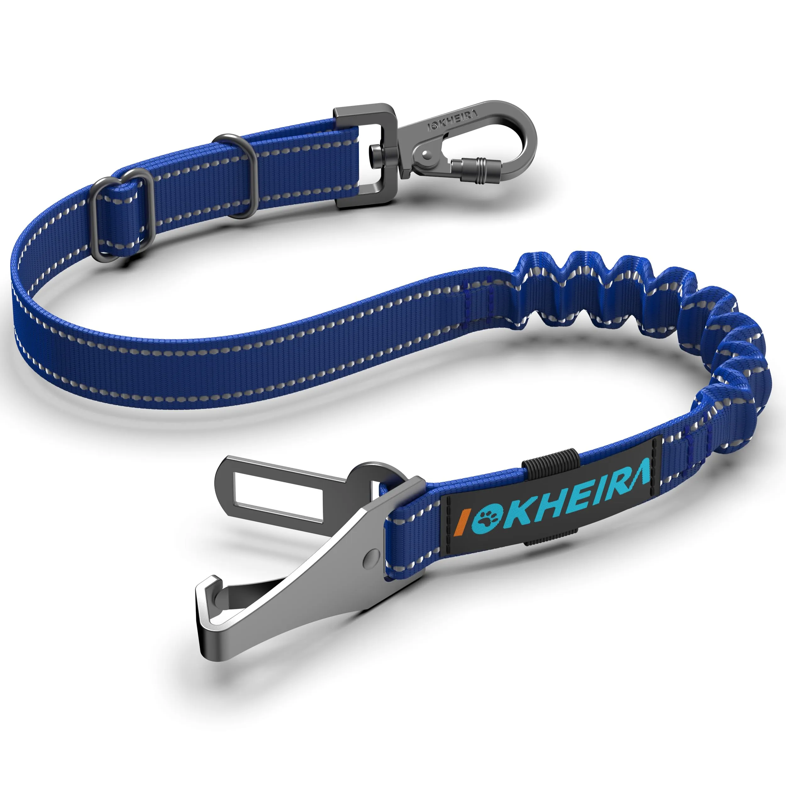 IOKHEIRA Cintura Sicurezza per Cani, Moschettone in Lega, Nylon Regolabile, Imbracatura Auto con Gancio Latch e Fibbia - immagine 1