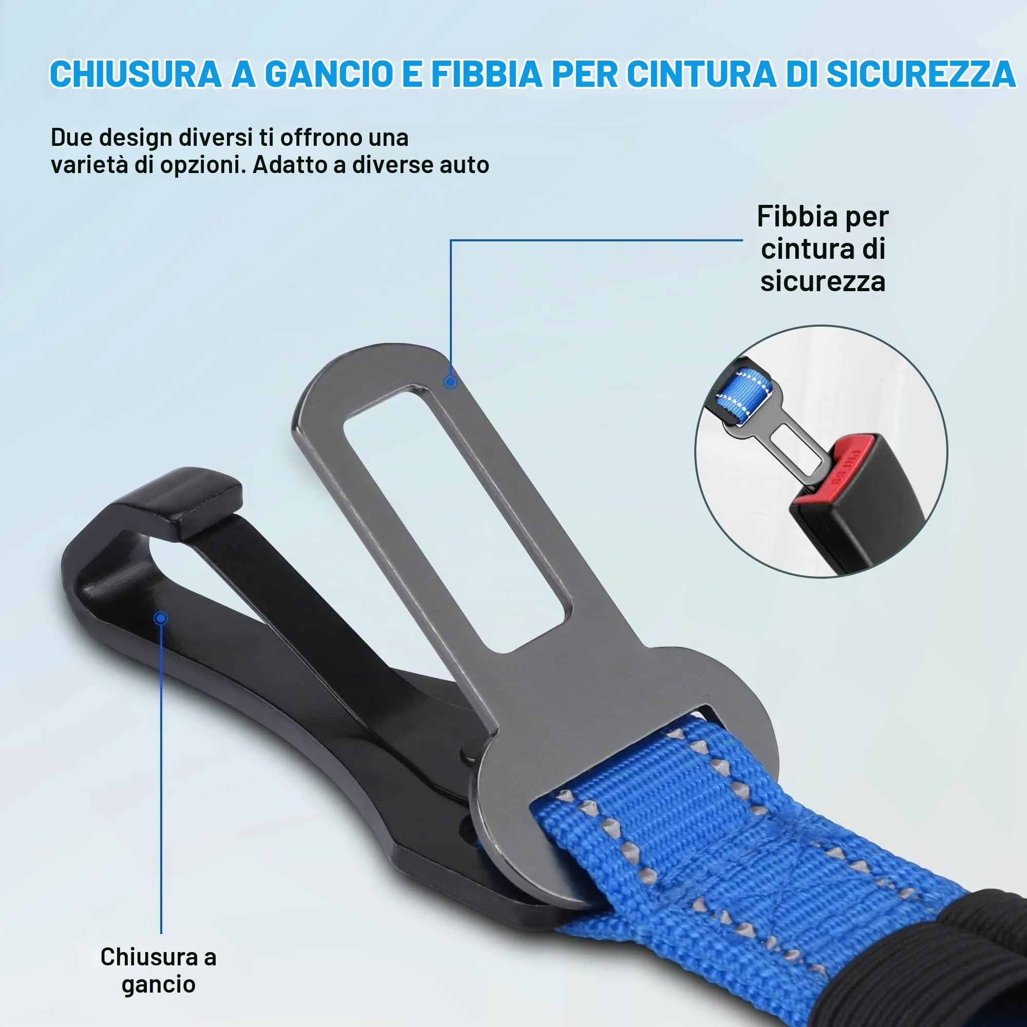 IOKHEIRA Cintura Sicurezza per Cani, Moschettone in Lega, Nylon Regolabile, Imbracatura Auto con Gancio Latch e Fibbia - immagine 2
