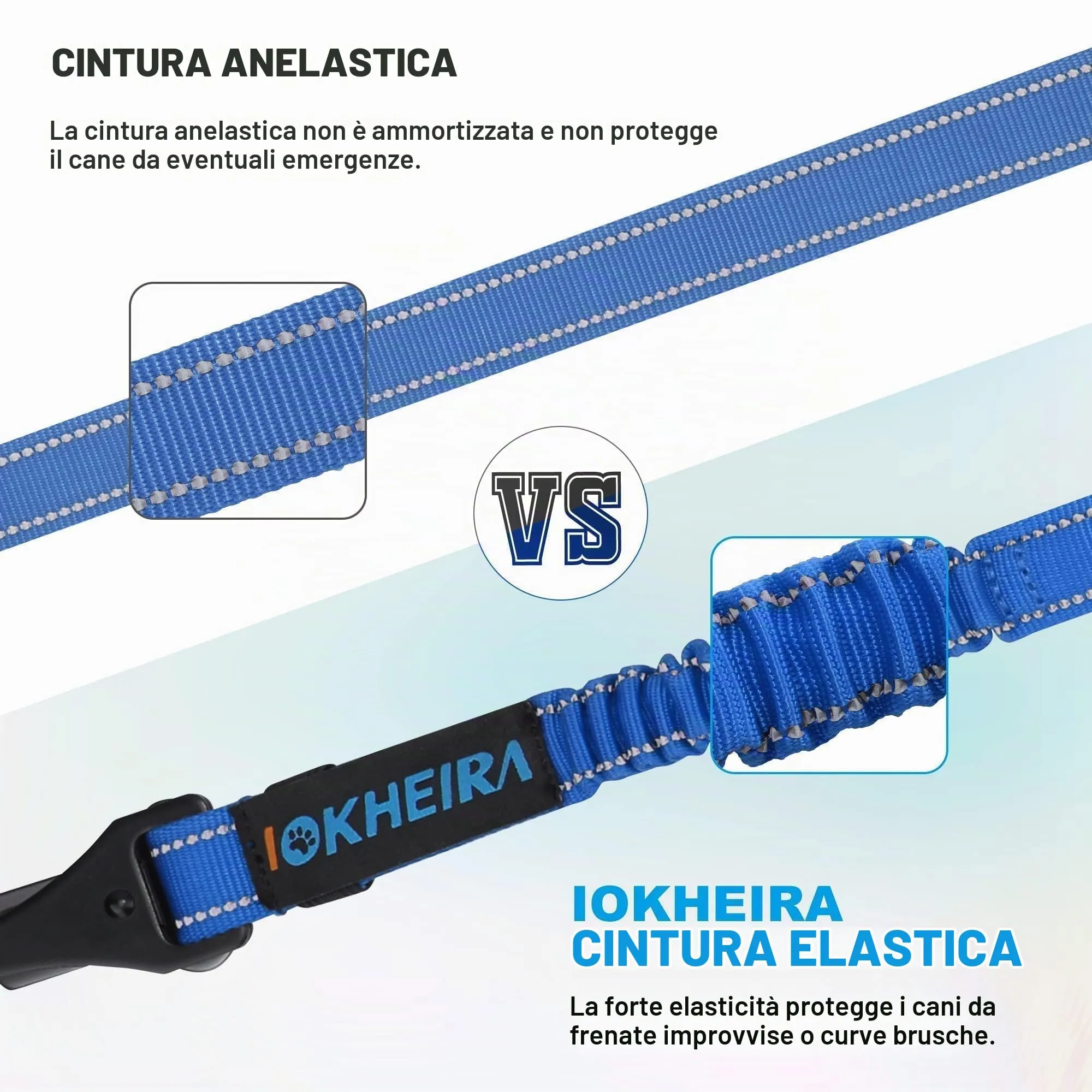 IOKHEIRA Cintura Sicurezza per Cani, Moschettone in Lega, Nylon Regolabile, Imbracatura Auto con Gancio Latch e Fibbia - immagine 4