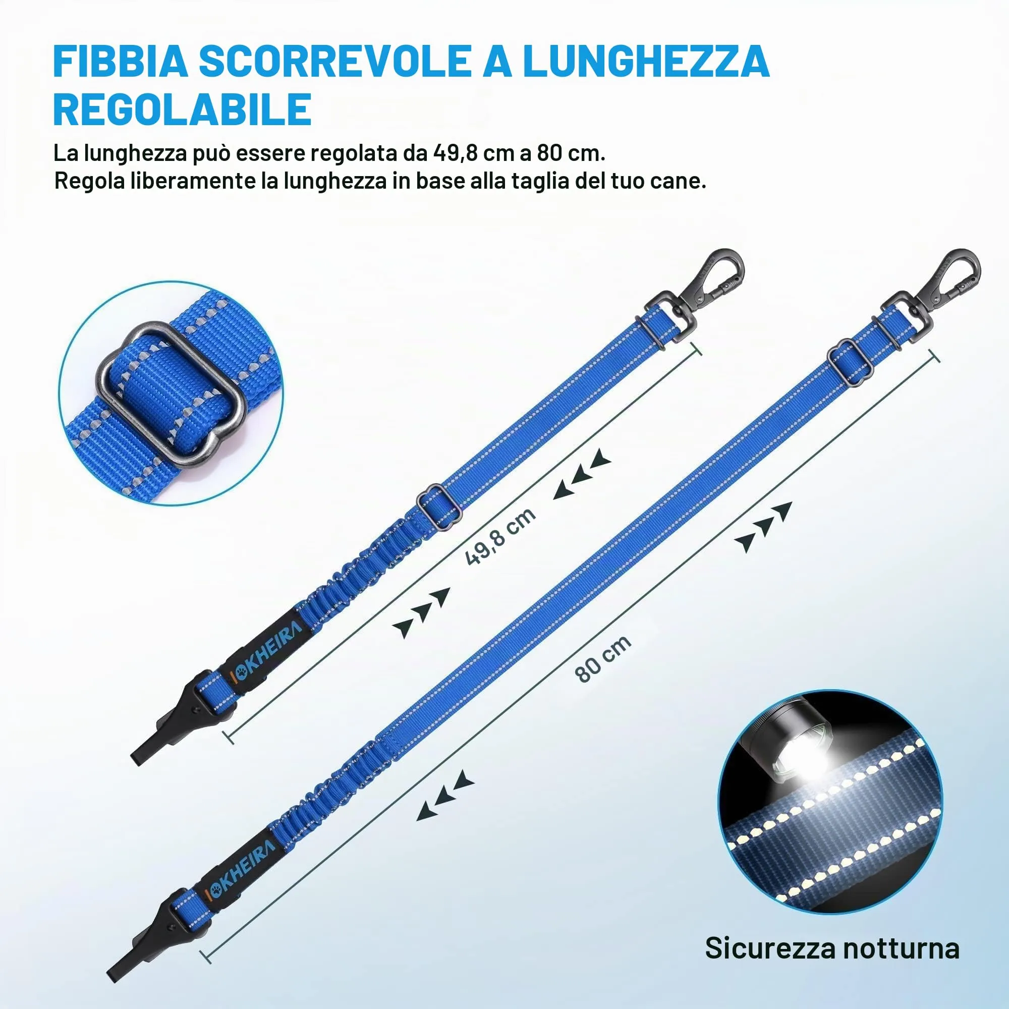 IOKHEIRA Cintura Sicurezza per Cani, Moschettone in Lega, Nylon Regolabile, Imbracatura Auto con Gancio Latch e Fibbia - immagine 5