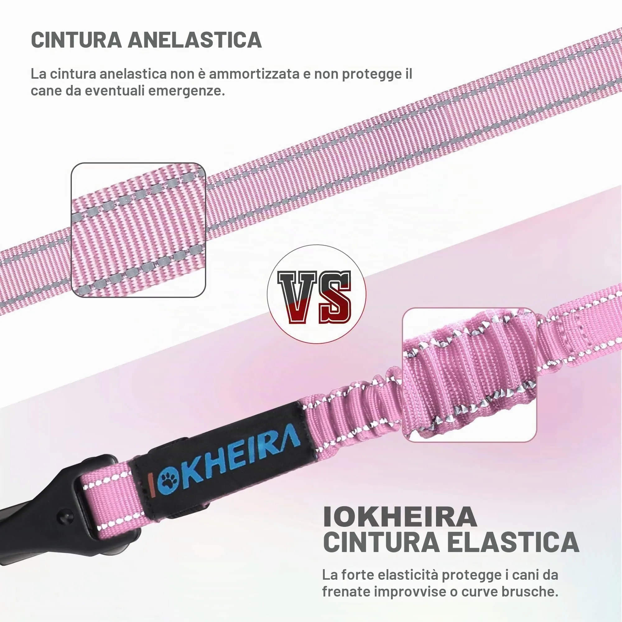 IOKHEIRA Cintura Sicurezza per Cani, Moschettone in Lega, Nylon Regolabile, Imbracatura Auto con Gancio Latch e Fibbia - immagine 4