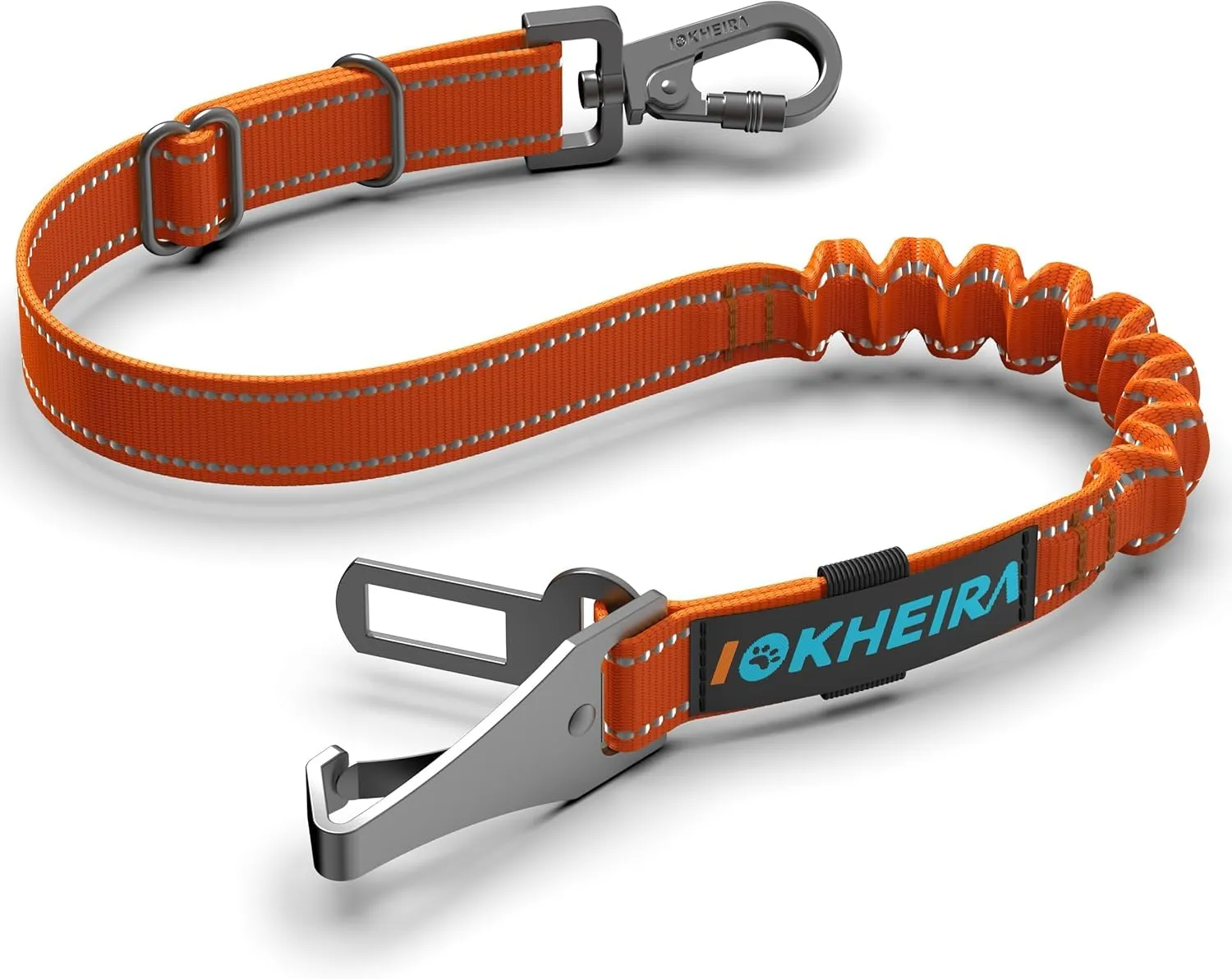 Iokheira Cintura di Sicurezza per Cani, 3 in 1 Multifunzione Cintura Sicurezza Cani, Cablaggio Elastico di Sicurezza Riflettente Regolabile (arancia) - immagine 1