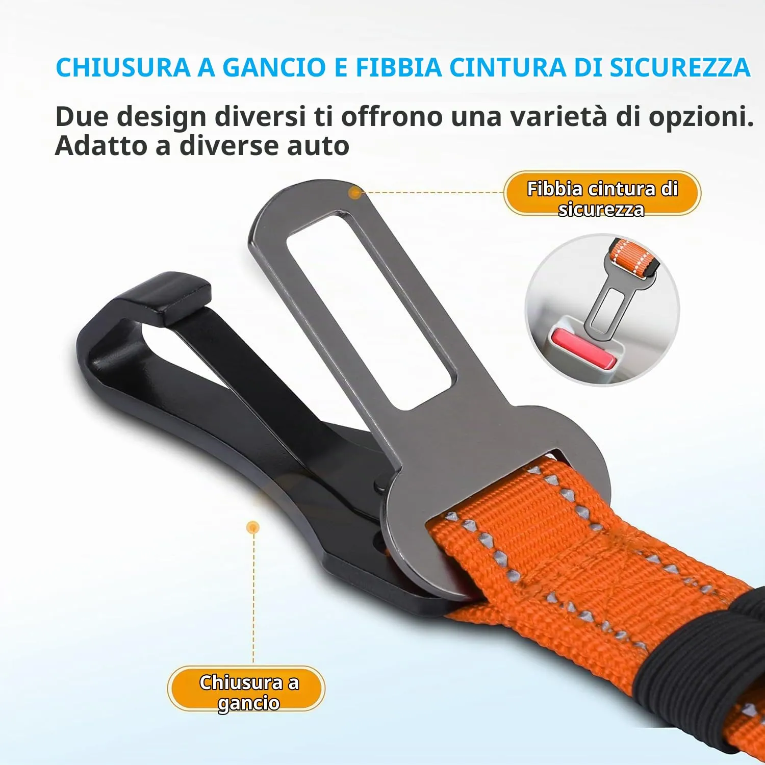 Iokheira Cintura di Sicurezza per Cani, 3 in 1 Multifunzione Cintura Sicurezza Cani, Cablaggio Elastico di Sicurezza Riflettente Regolabile (arancia) - immagine 2