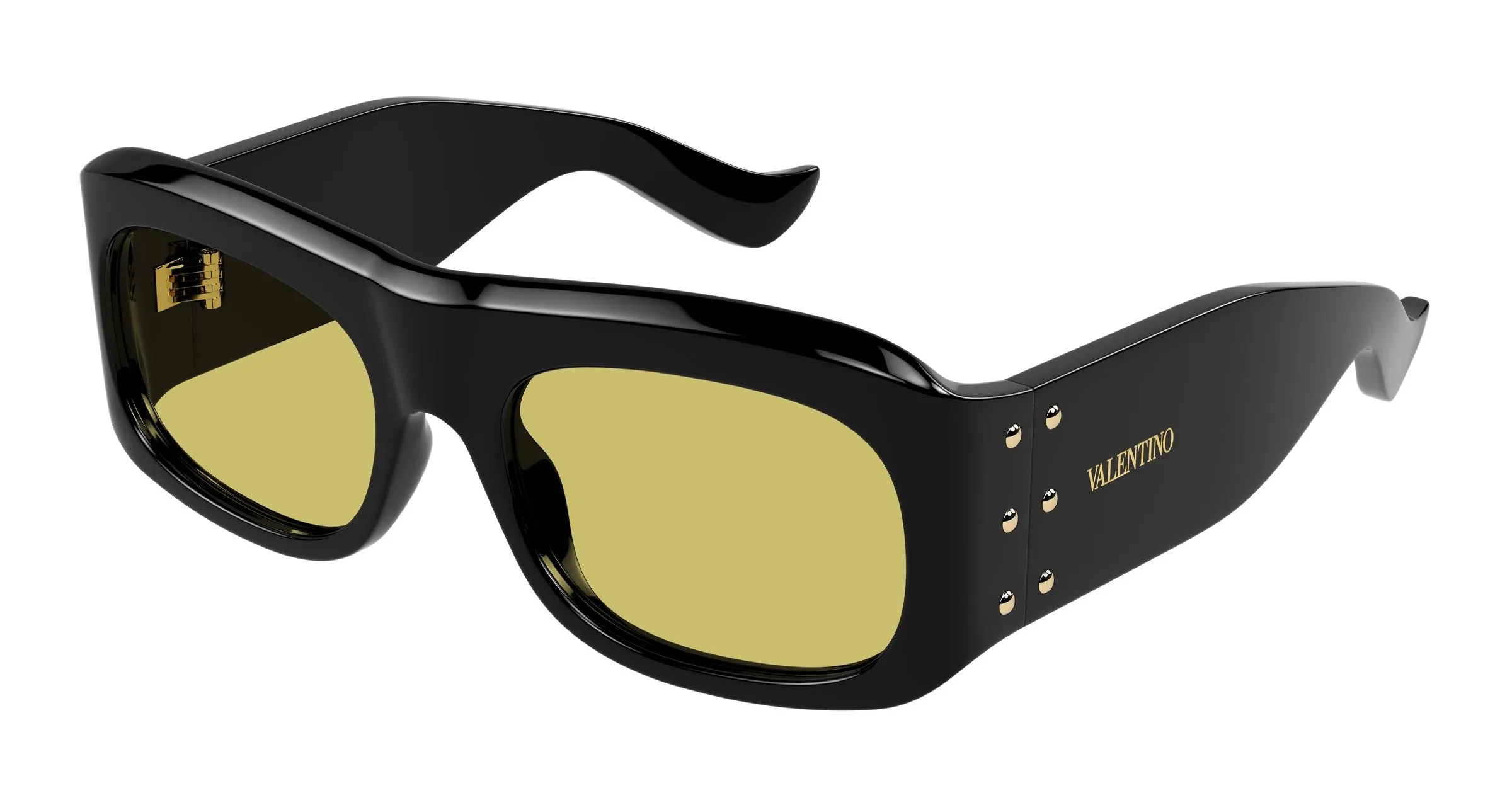 Valentino VG0080S 002 Occhiali da sole Acetato Nero Giallo Squadrata - immagine 1