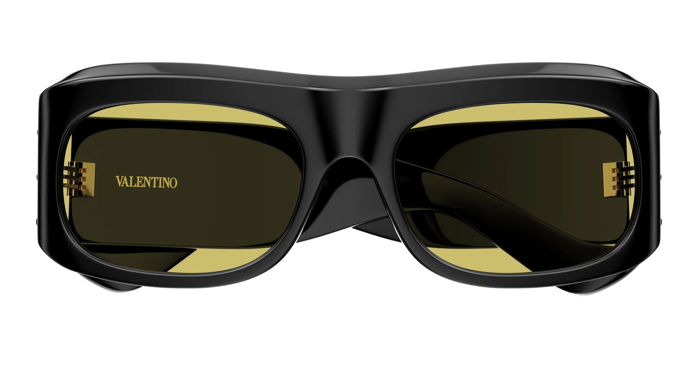 Valentino VG0080S 002 Occhiali da sole Acetato Nero Giallo Squadrata - immagine 2