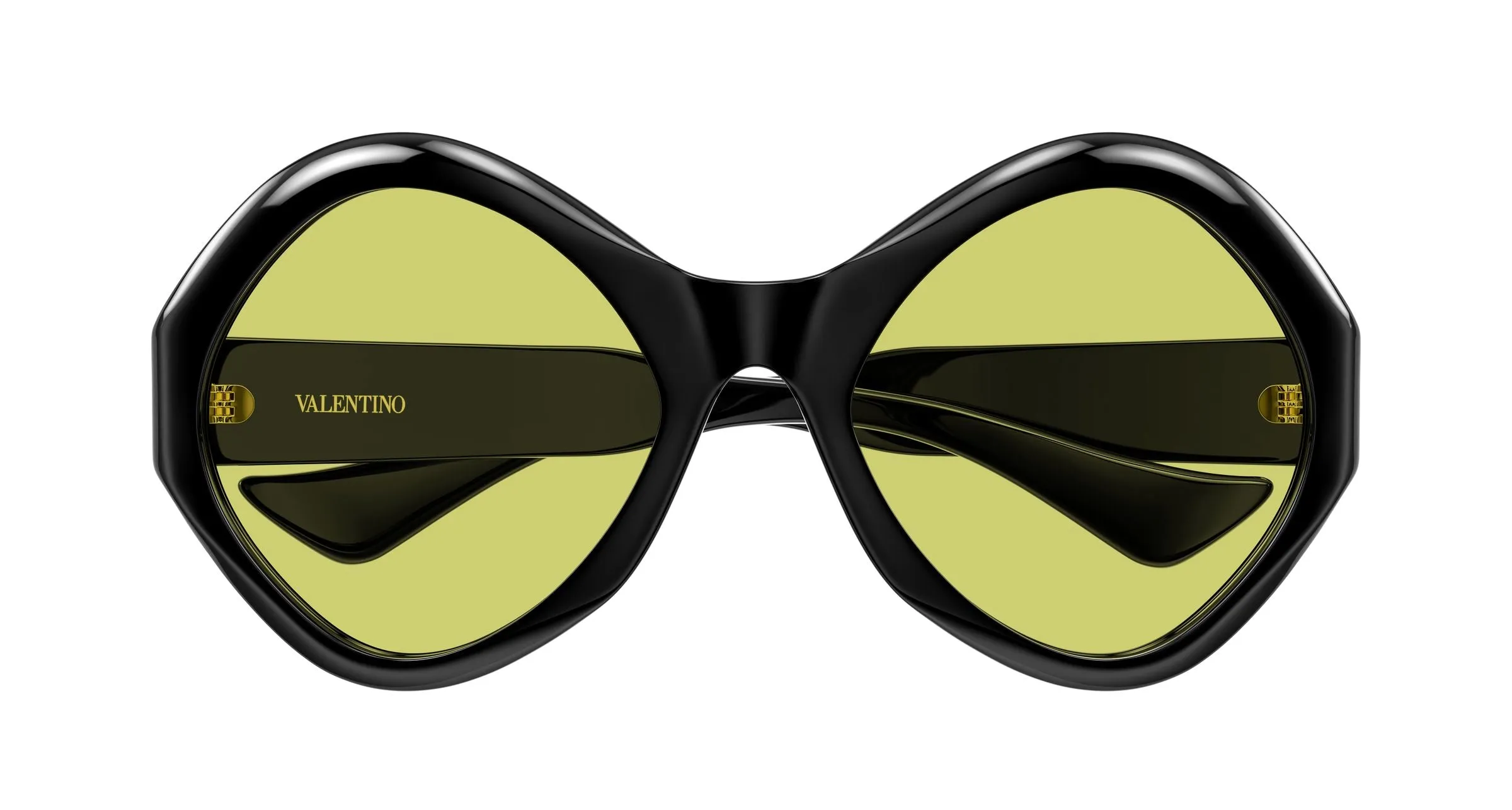 Valentino VG0069S 004 Occhiali da sole Acetato Nero Giallo Rotonda - immagine 2