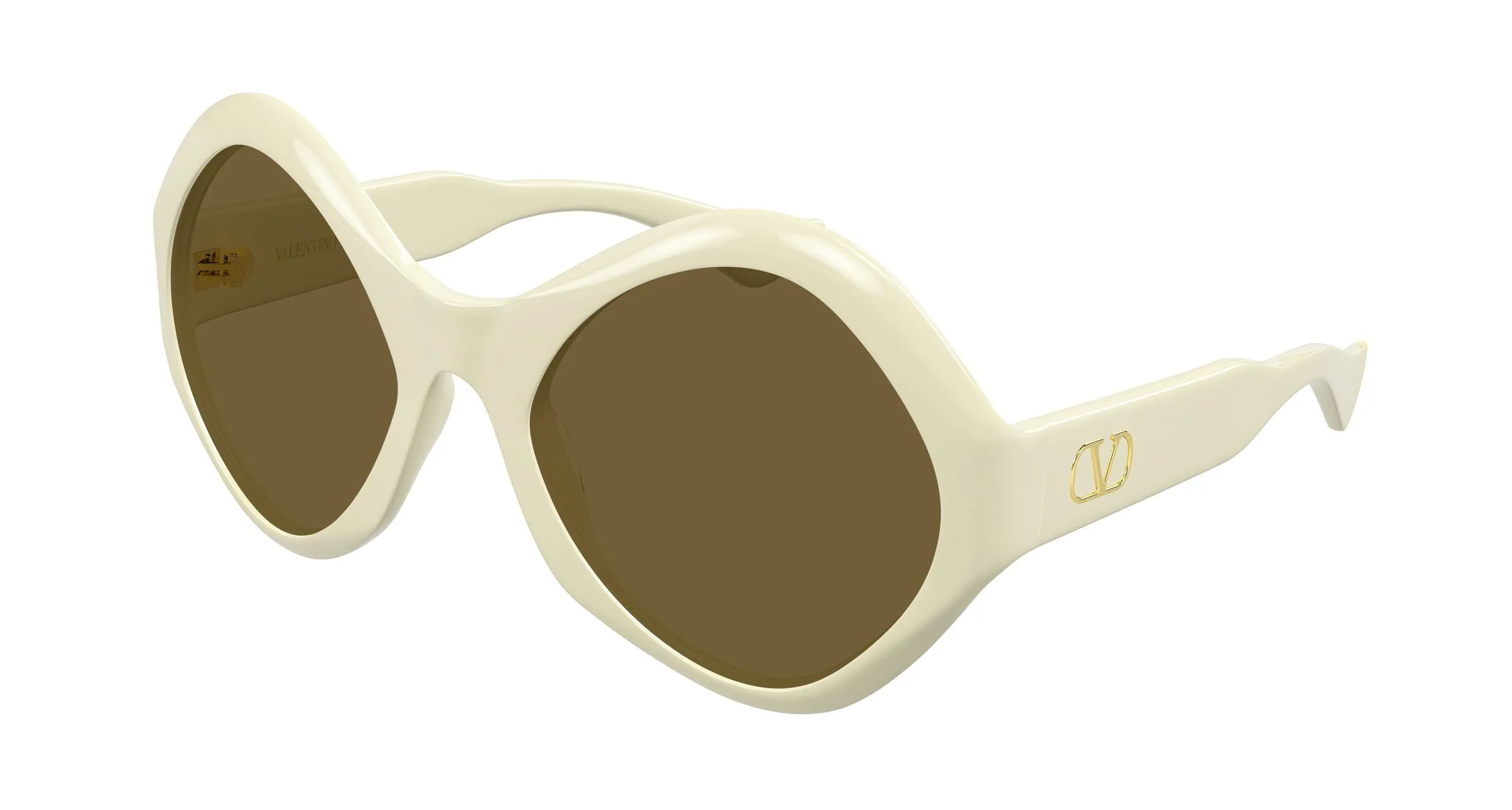 Valentino VG0069S 003 Occhiali da sole Acetato Avorio Marrone Rotonda - immagine 1