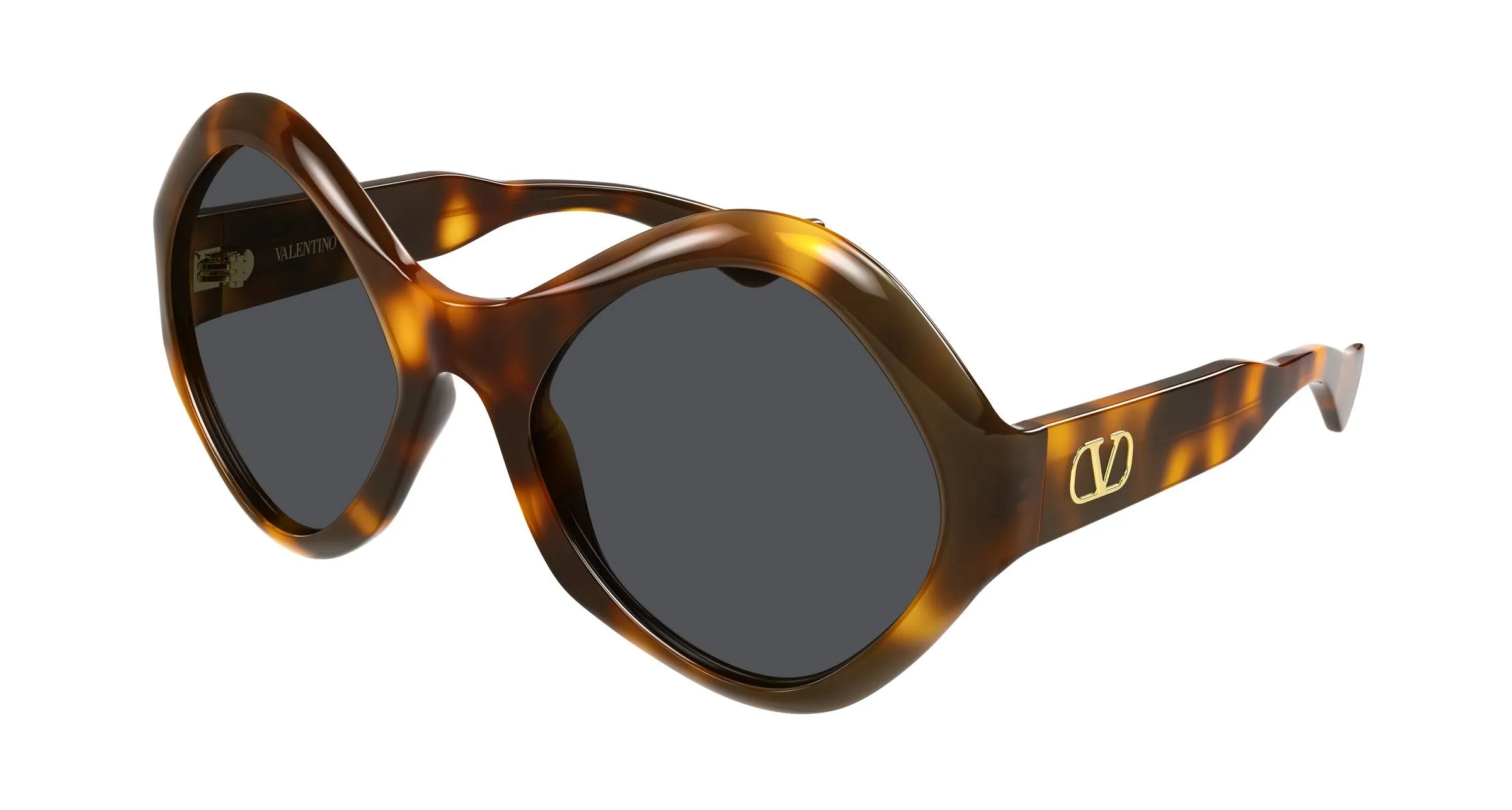 Valentino VG0069S 001 Occhiali da sole Acetato Havana Grigio Rotonda - immagine 1