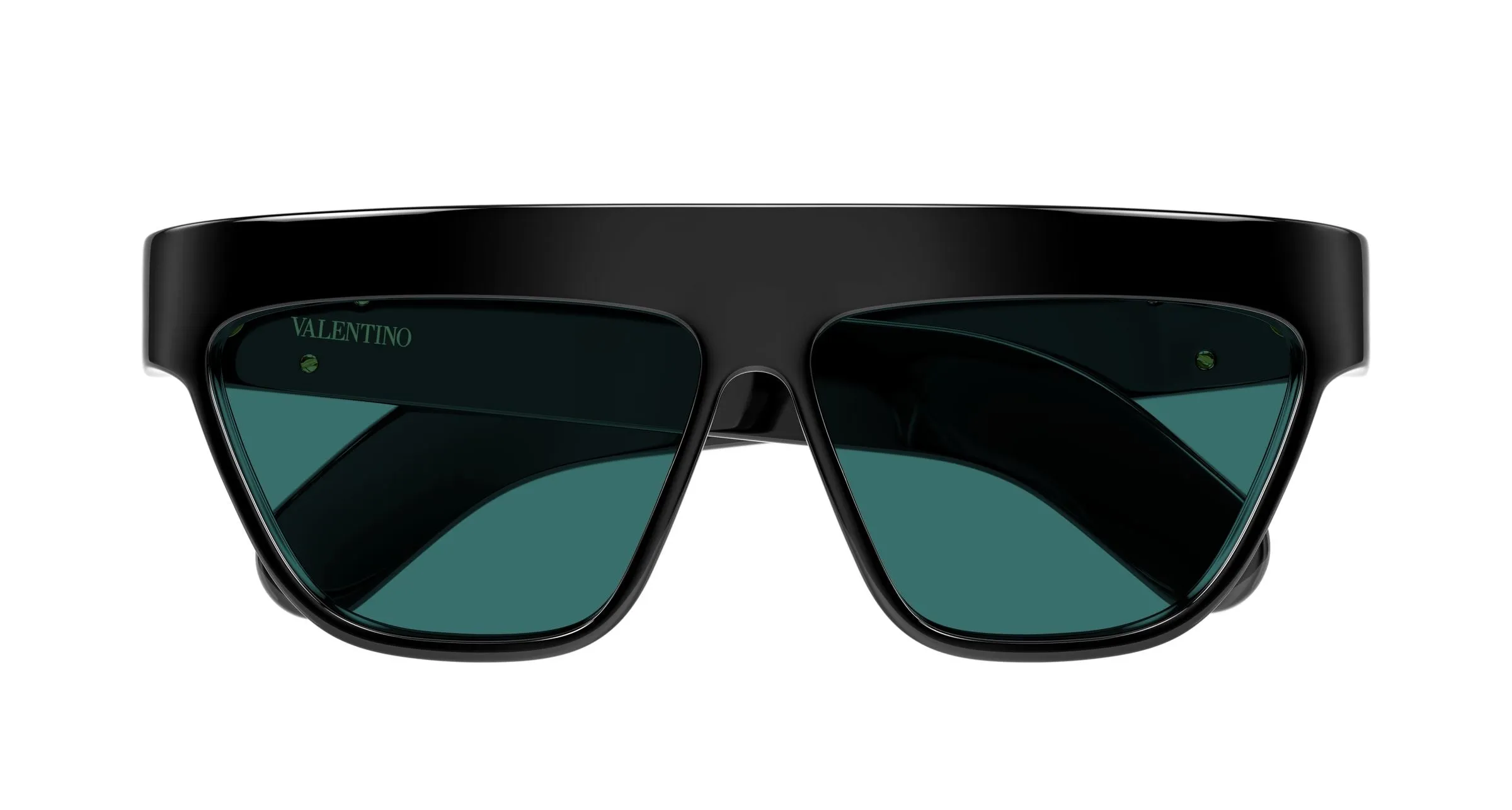 Valentino VG0068S 005 Occhiali da sole Acetato Nero Verde Geometrica - immagine 2