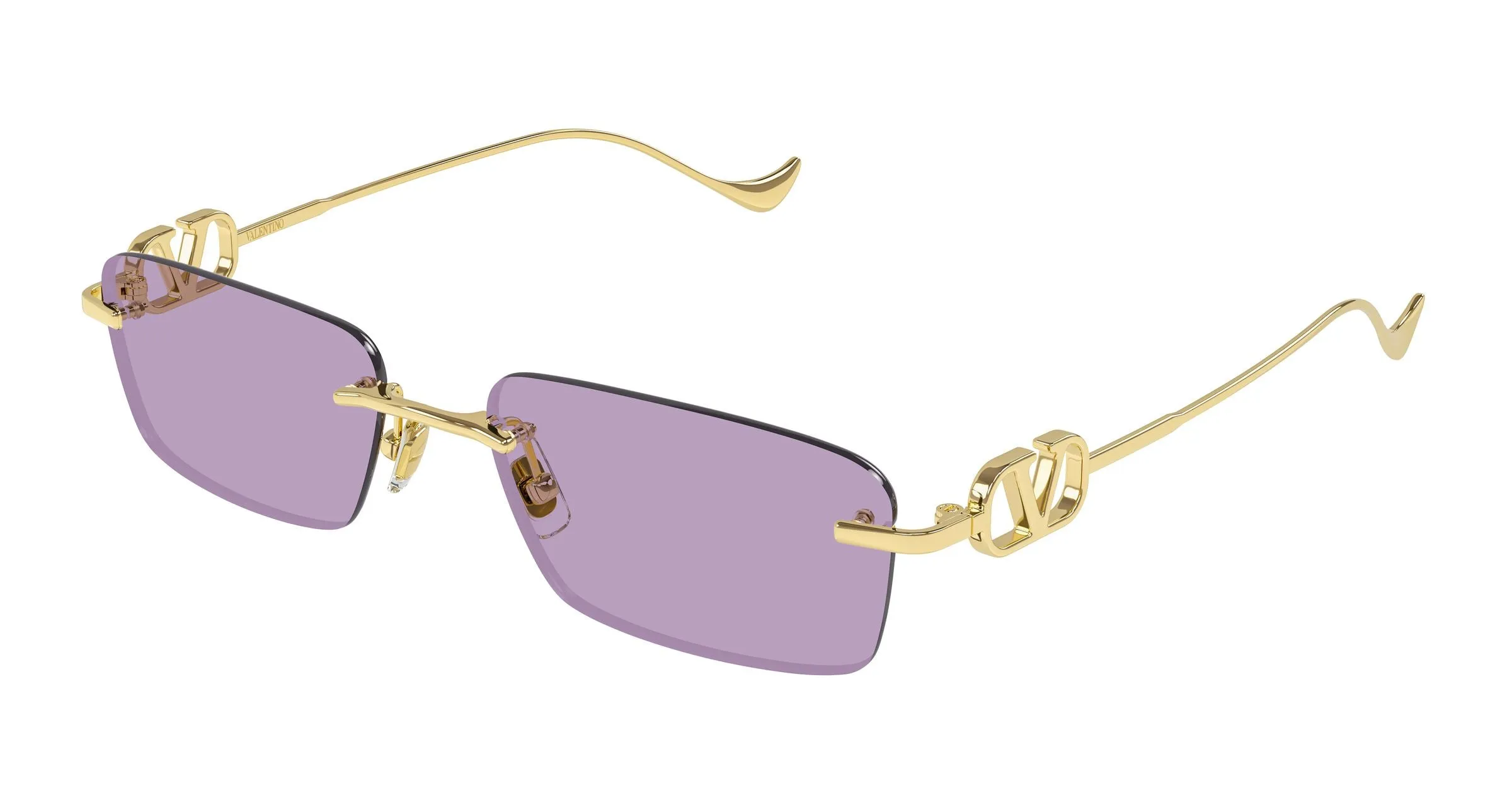 Valentino VG0067S 004 Occhiali da sole Metallo Oro Viola Squadrata - immagine 1