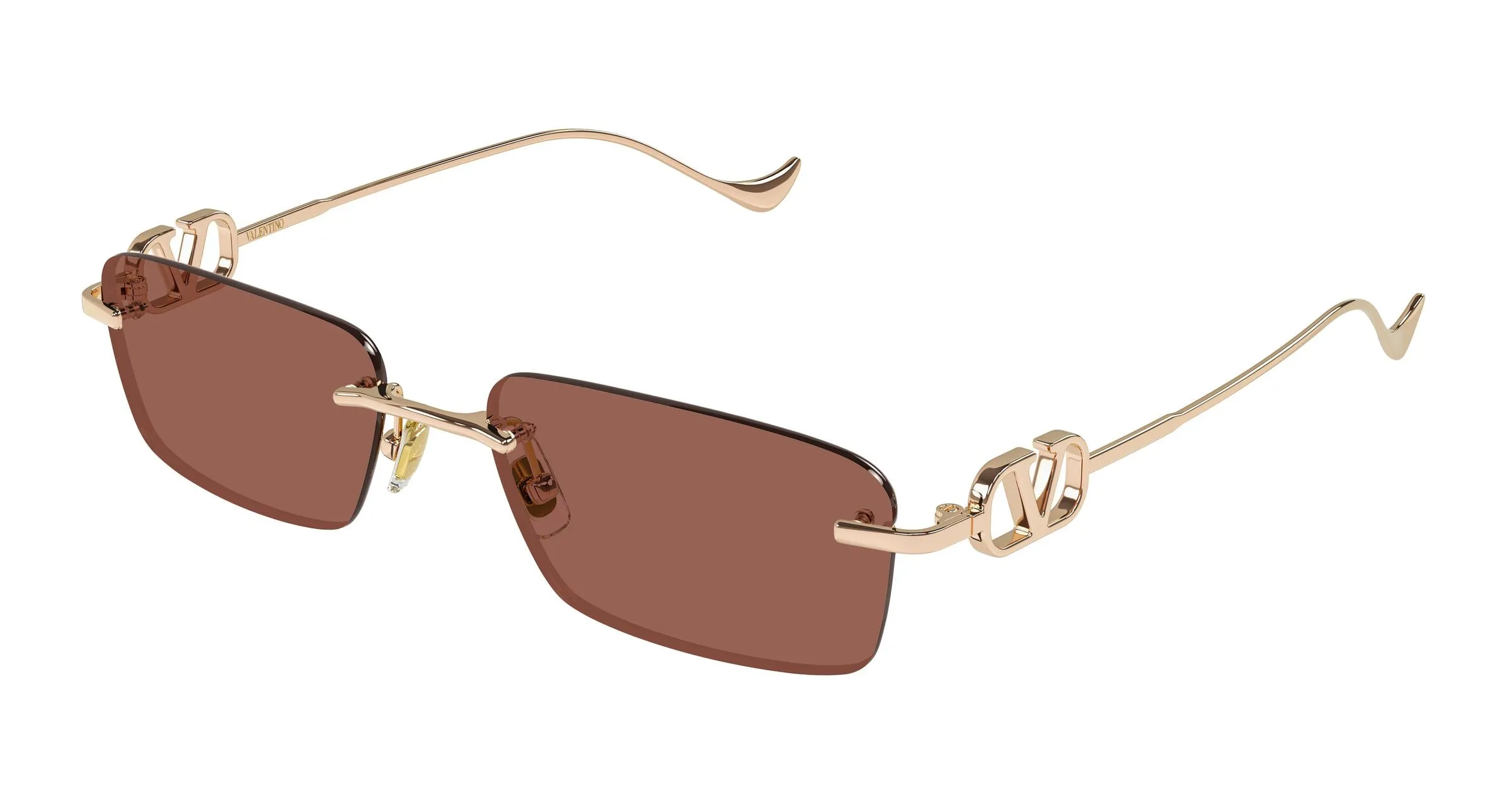 Valentino VG0067S 002 Occhiali da sole Metallo Oro Marrone Squadrata - immagine 1