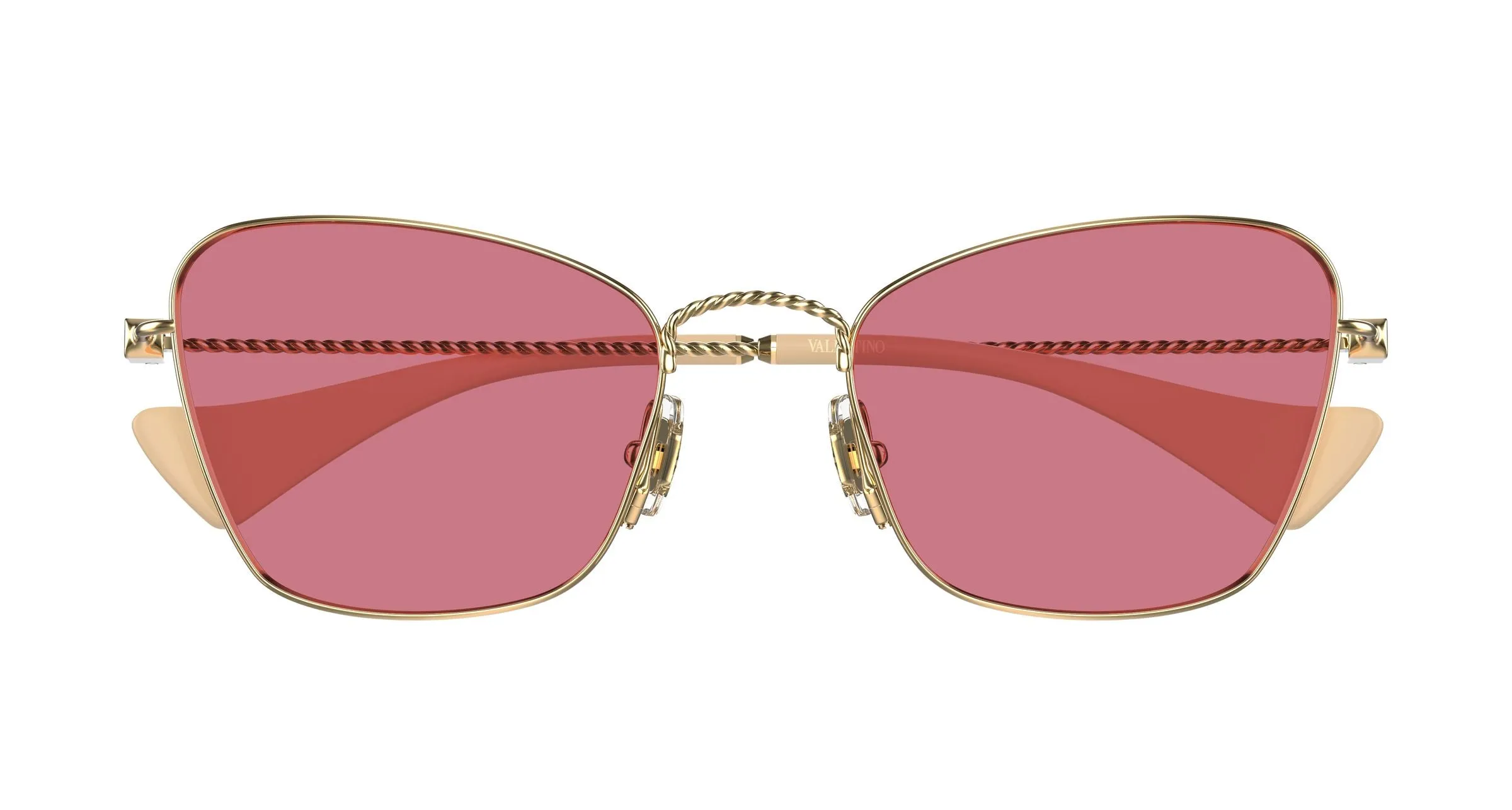 Valentino VG0063S 004 Occhiali da sole Metallo Oro Rosso Cat Eye - immagine 2