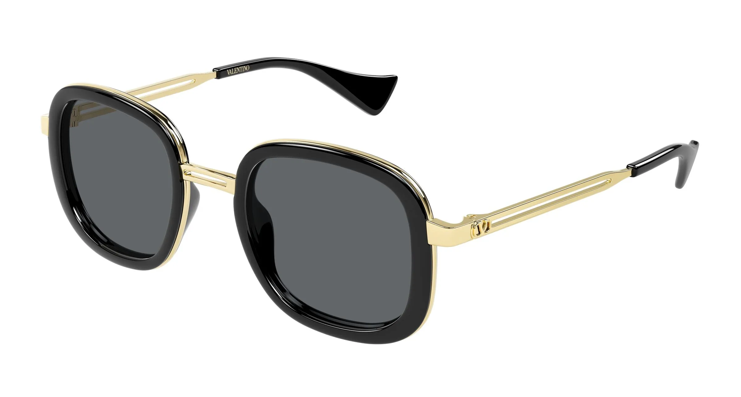 Valentino VG0062S 001 Occhiali da sole Acetato Nero Grigio Rotonda - immagine 1