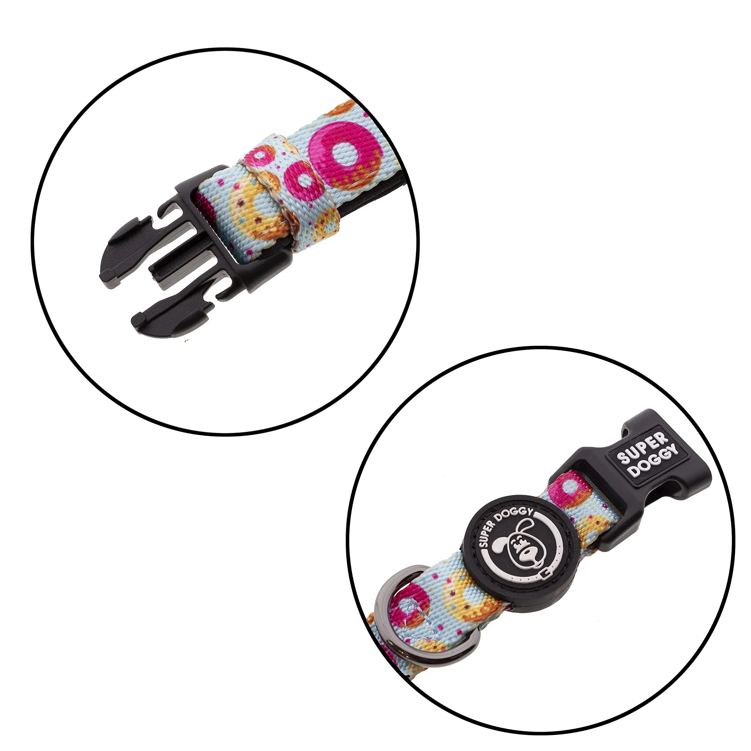 Collare per Cani di Piccola, Media e Grande Taglia - Collari in Nylon Regolabile e Imbottito - Per Passeggiate, Allenamento e Corsa - Leggero e Ideale per i Cuccioli (Donuts, M (33-55cm)) - immagine 2