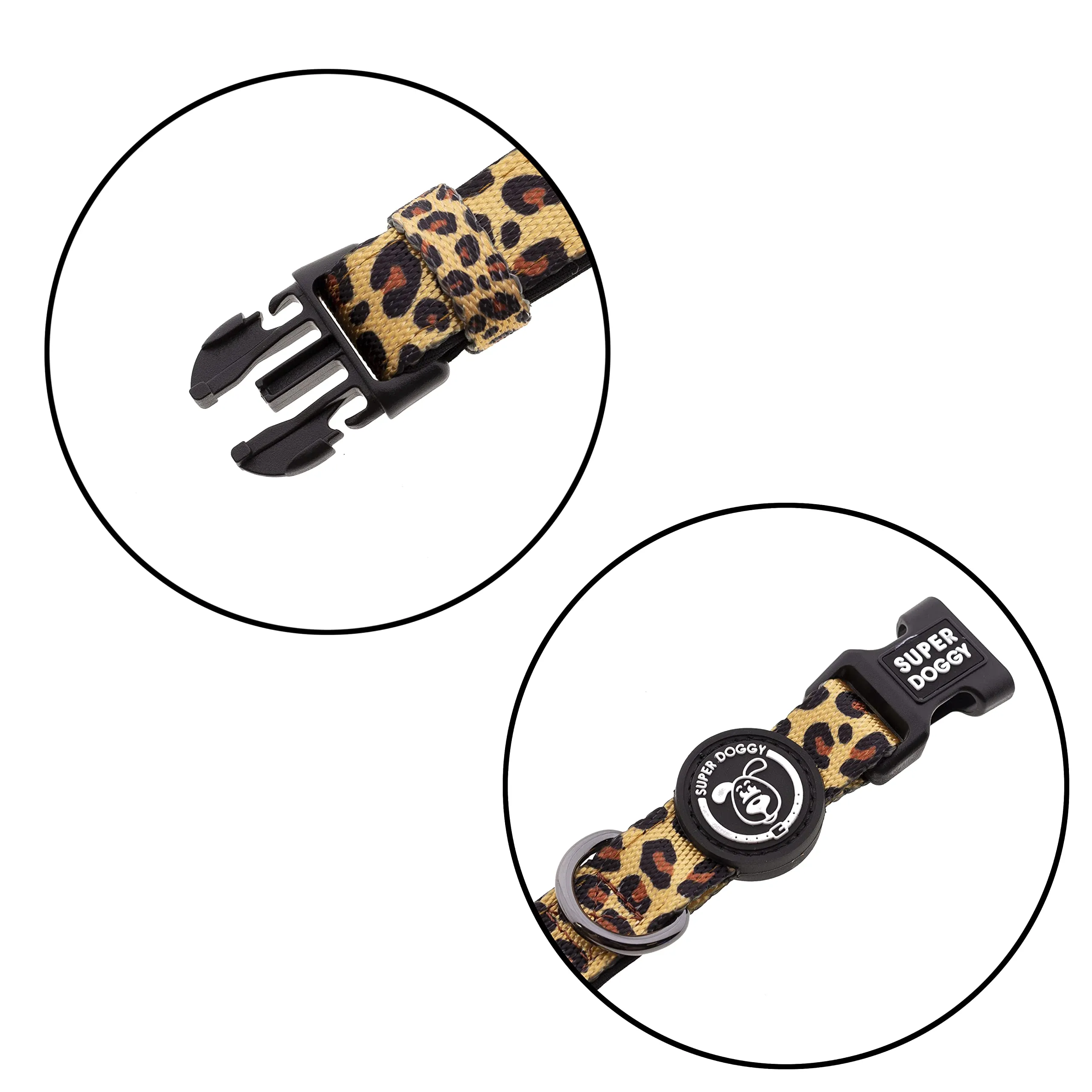 Collare per Cani di Piccola, Media e Grande Taglia - Collari in Nylon Regolabile e Imbottito - Per Passeggiate, Allenamento e Corsa - Leggero e Ideale per i Cuccioli (Leopard, L (40-65cm)) - immagine 2