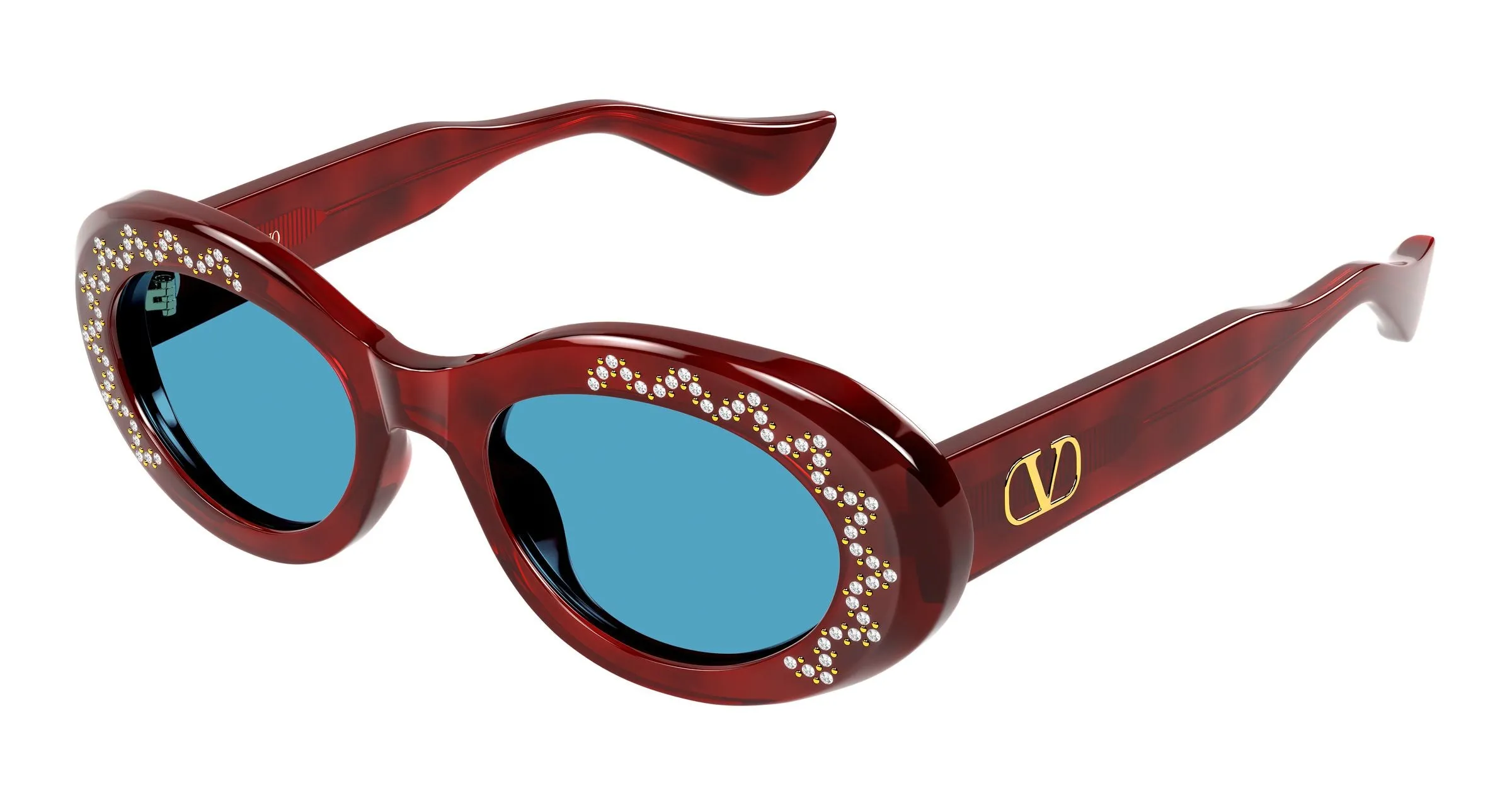 Valentino VG0057S 007 Occhiali da sole Acetato Havana Blu Rotonda - immagine 1