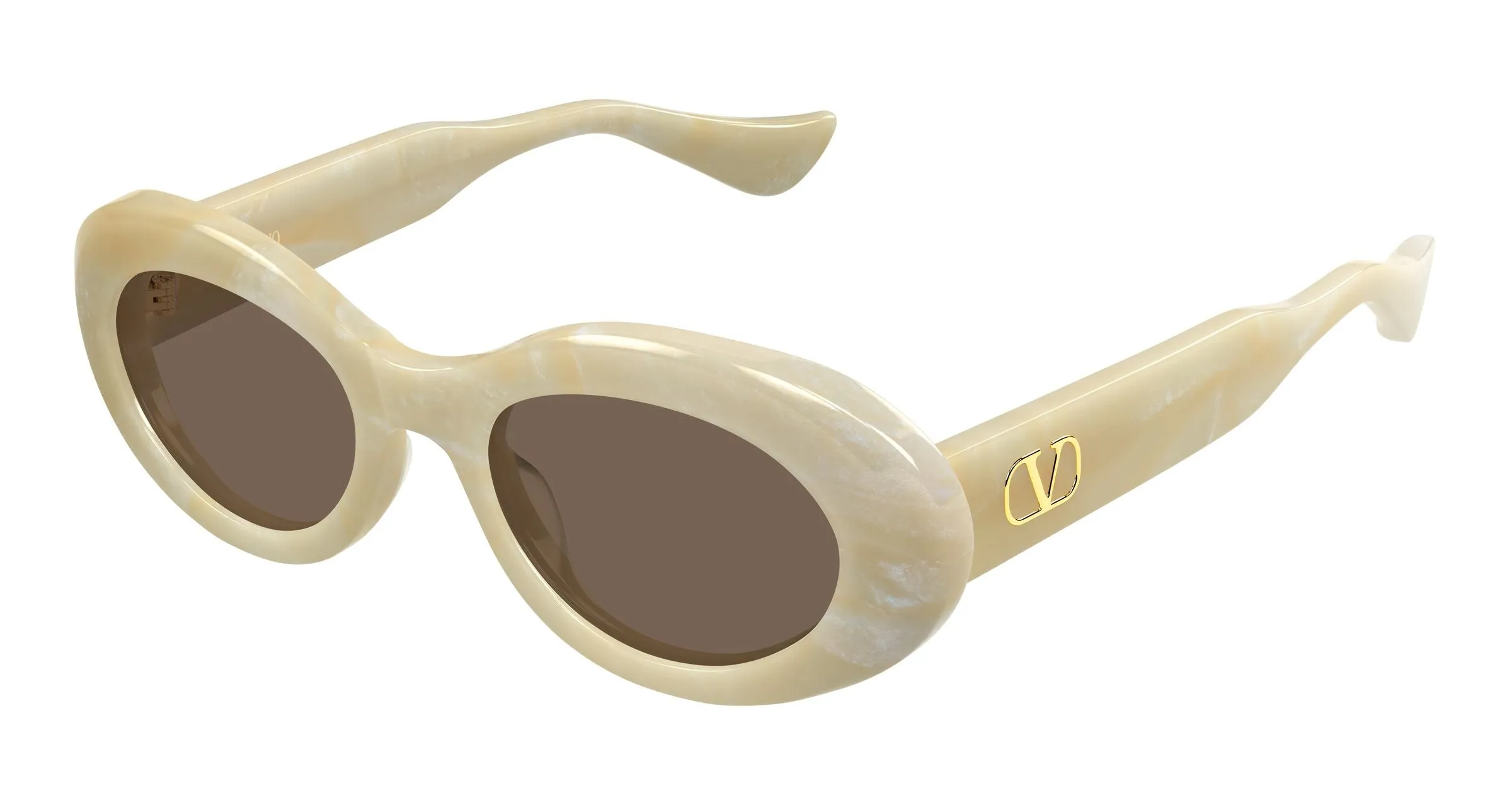 Valentino VG0057S 005 Occhiali da sole Acetato Avorio Marrone Rotonda - immagine 1