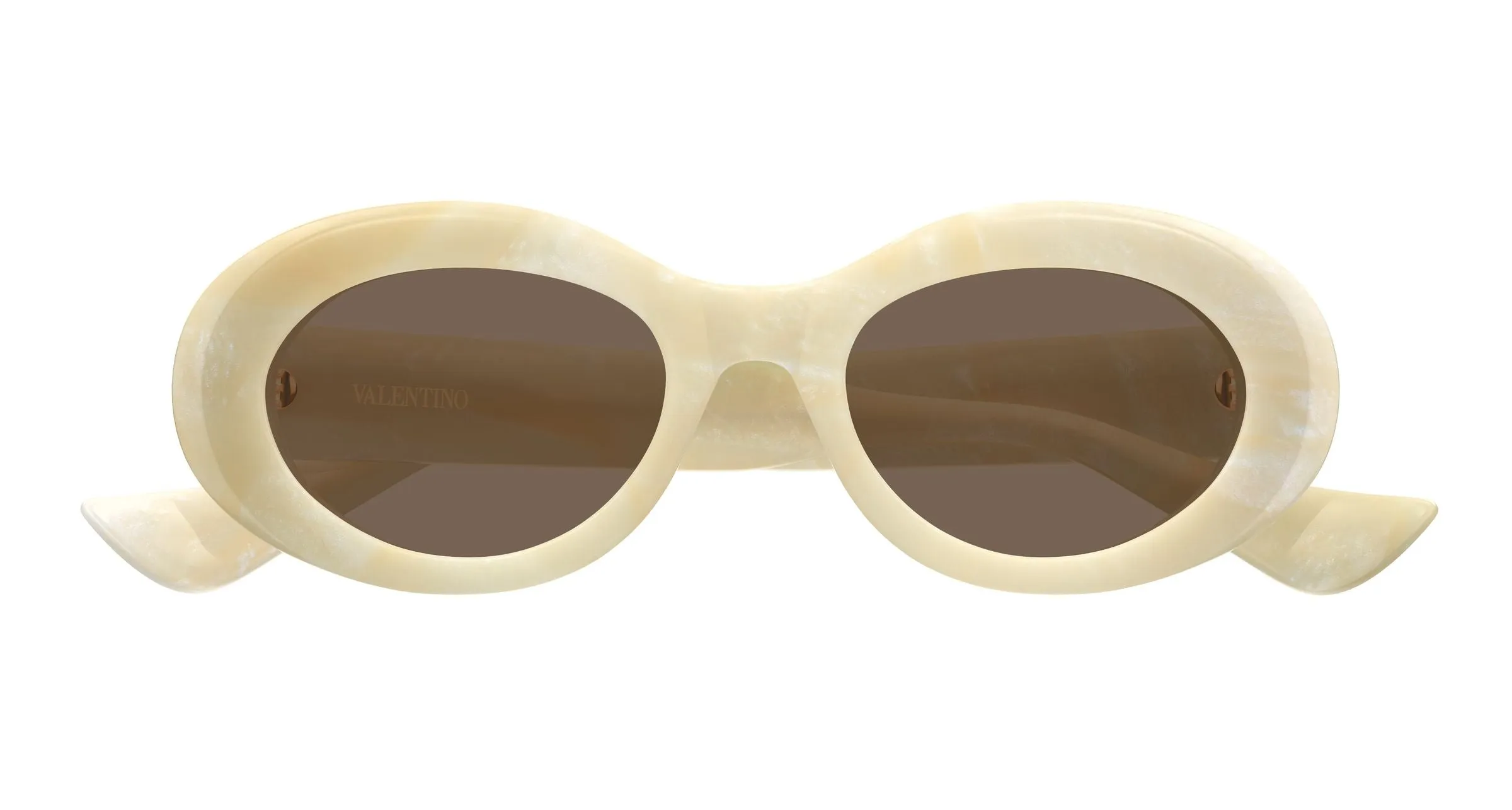 Valentino VG0057S 005 Occhiali da sole Acetato Avorio Marrone Rotonda - immagine 2